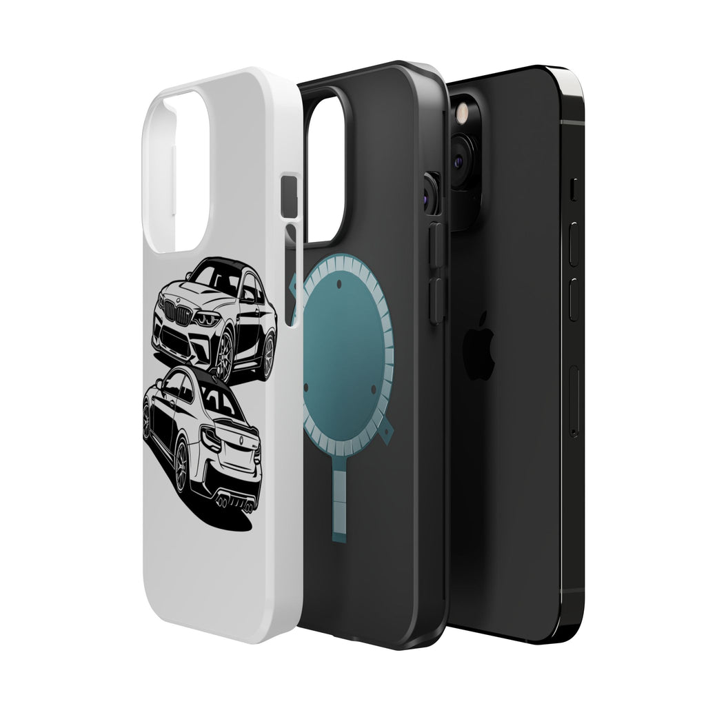 Magnetic Impact-Resistant Phone Case — Black/White Sports Coupe