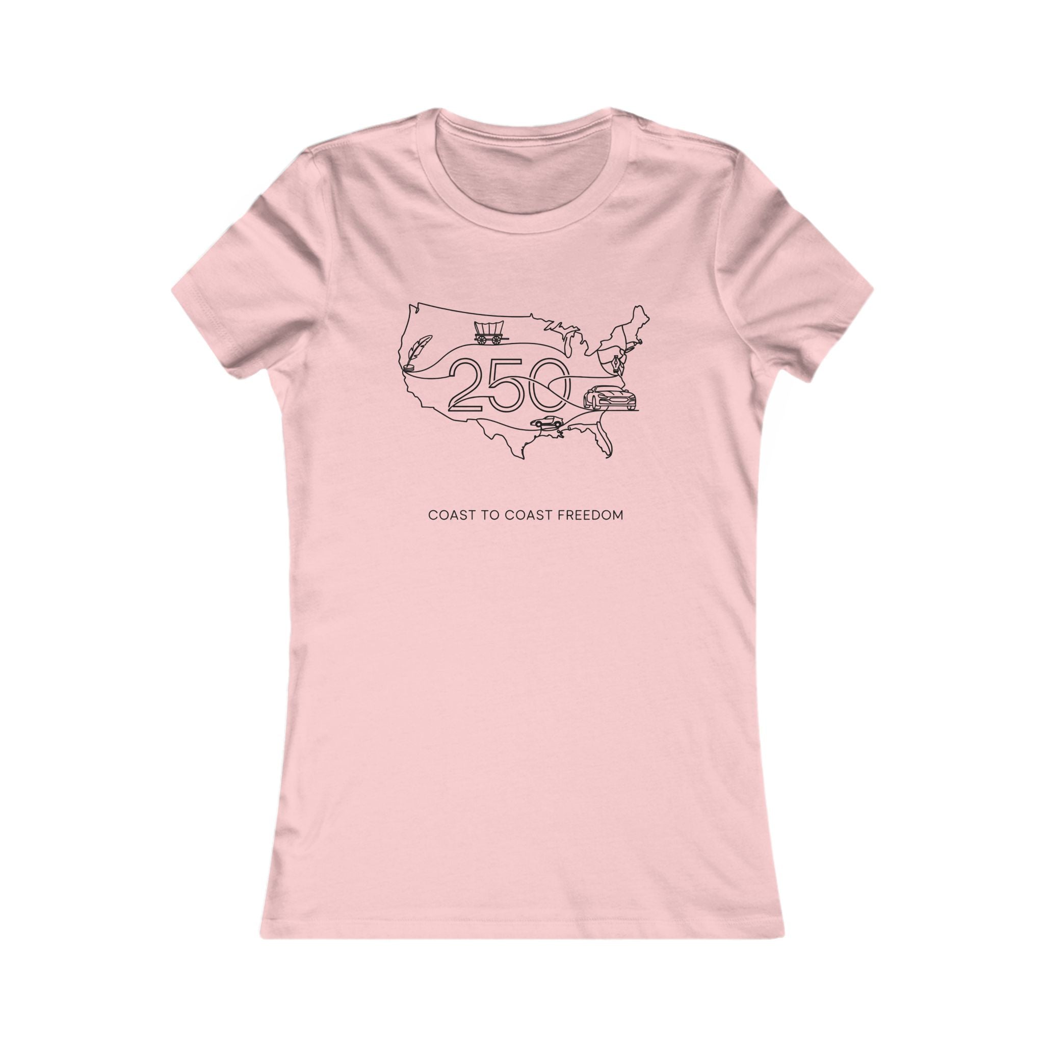 Women's Tee — "Coast to Coast Freedom" USA Outline