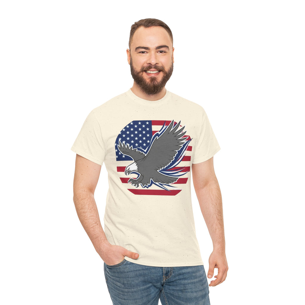 Unisex Heavy Cotton Tee — American Flag Bald Eagle