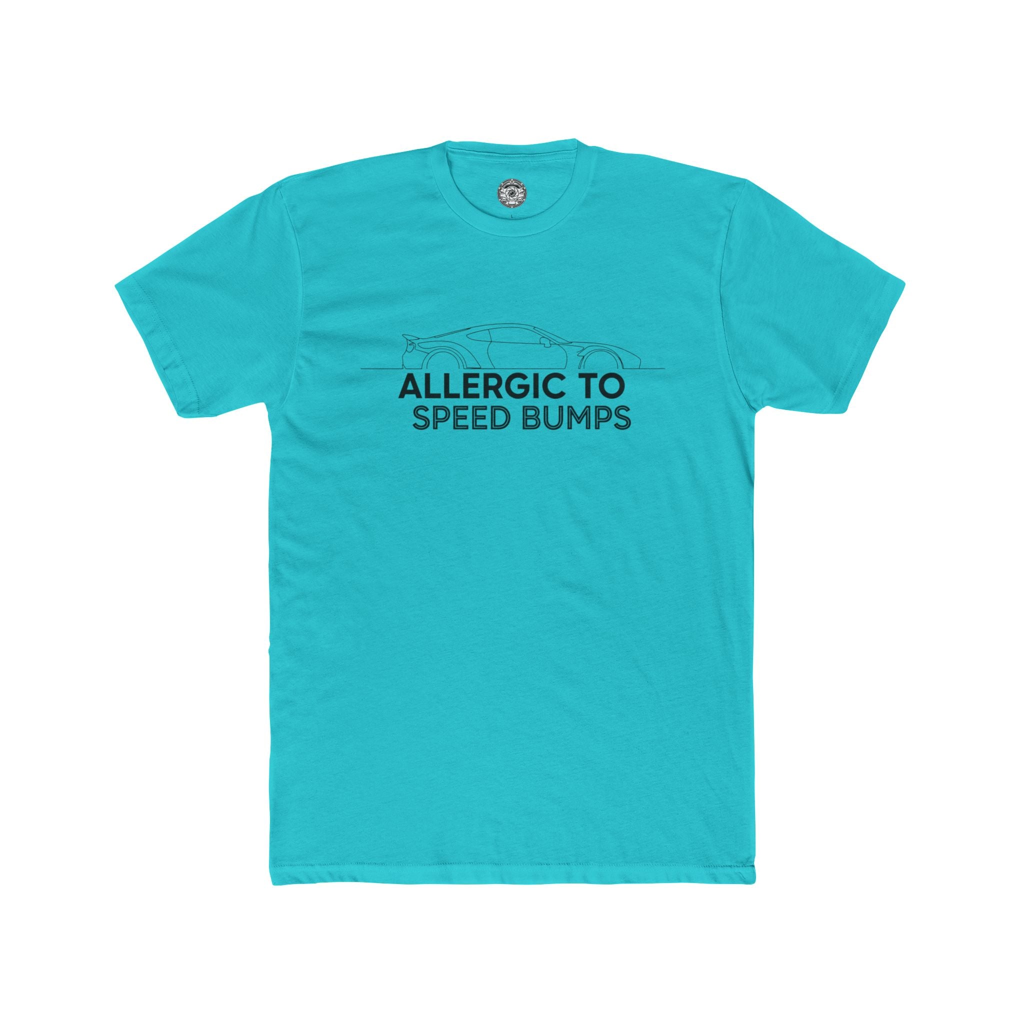 Men's Cotton Crew Tee — "Allergic to Speed Bumps"
