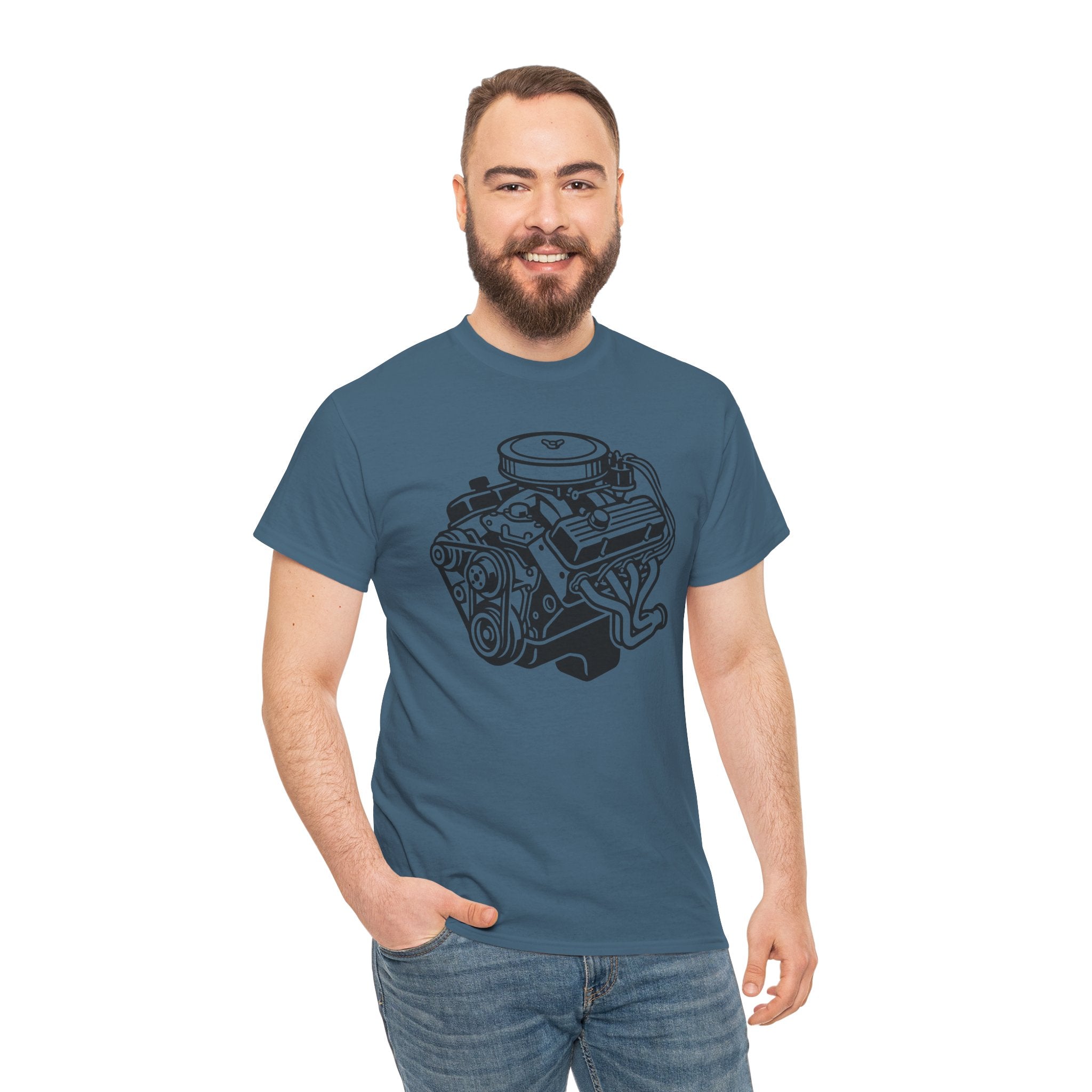 Unisex Heavy Cotton Tee — Engine Illustration (Big Block)