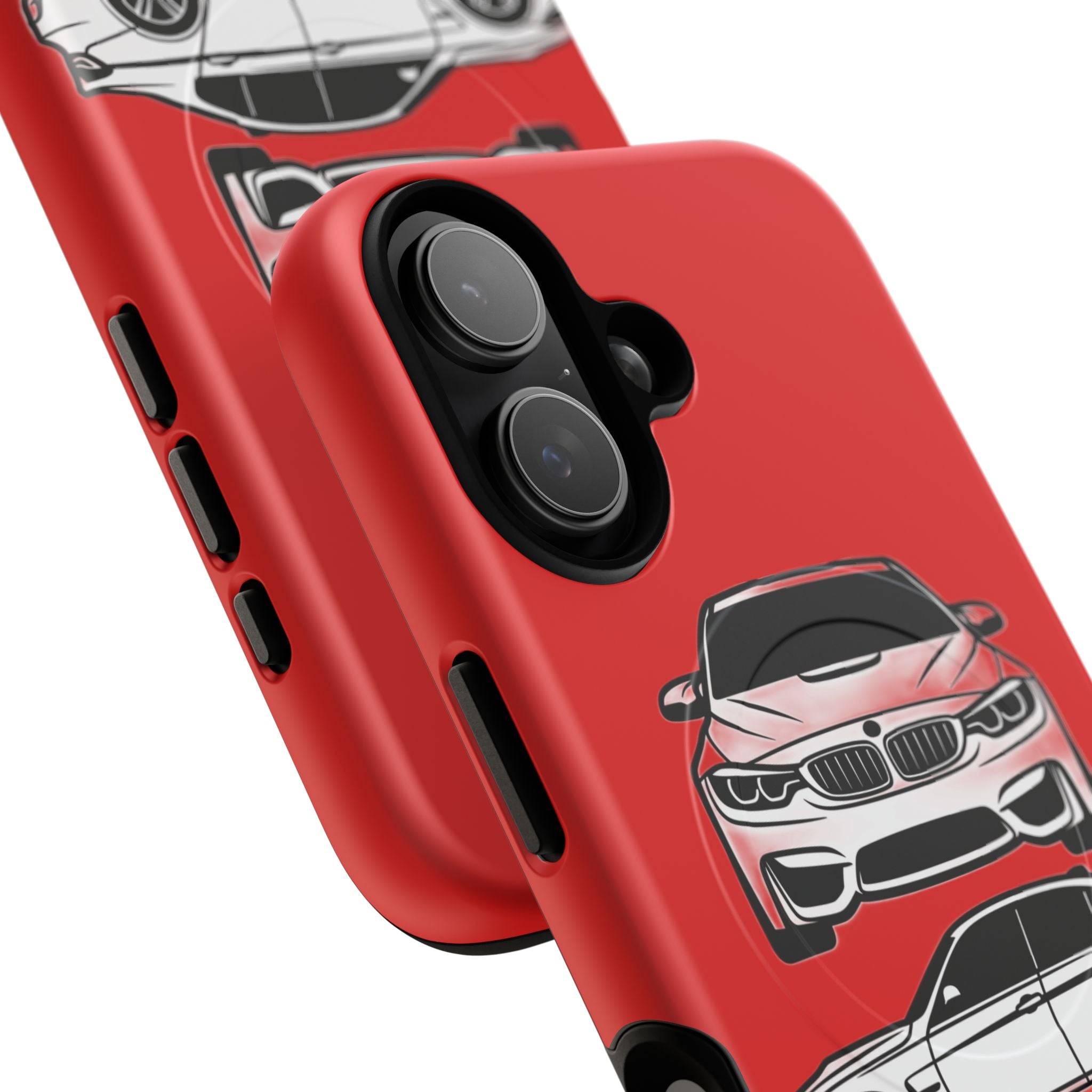 Tough Magnetic Phone Case — Red/White 3 Angle Sports Sedan