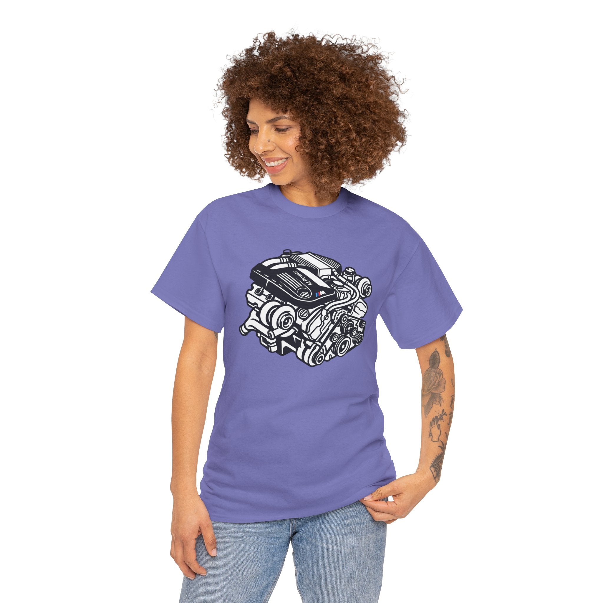 Unisex Heavy Cotton Tee — Engine Illustration (S58)