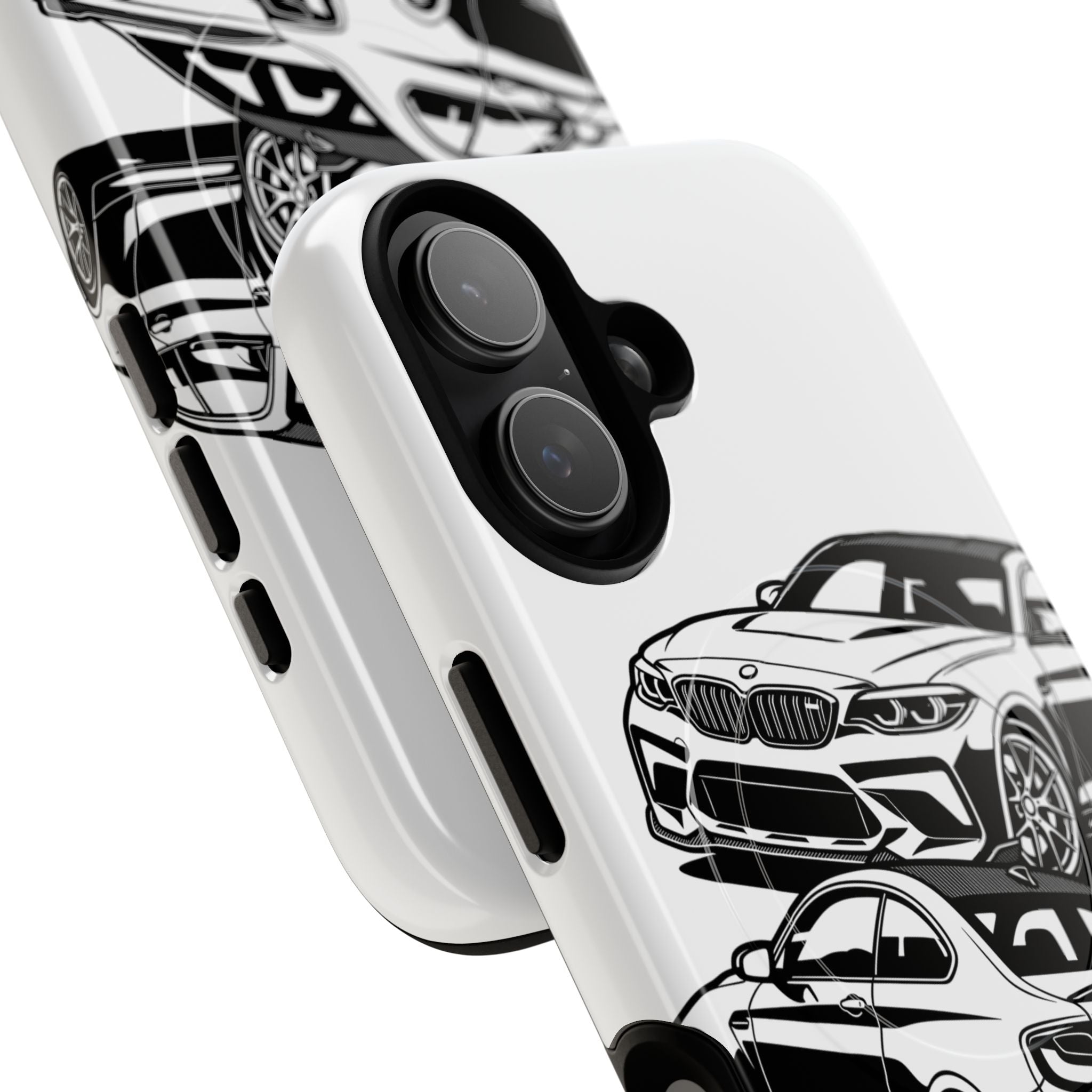 Tough Magnetic iPhone Case — Black/White Sports Coupe