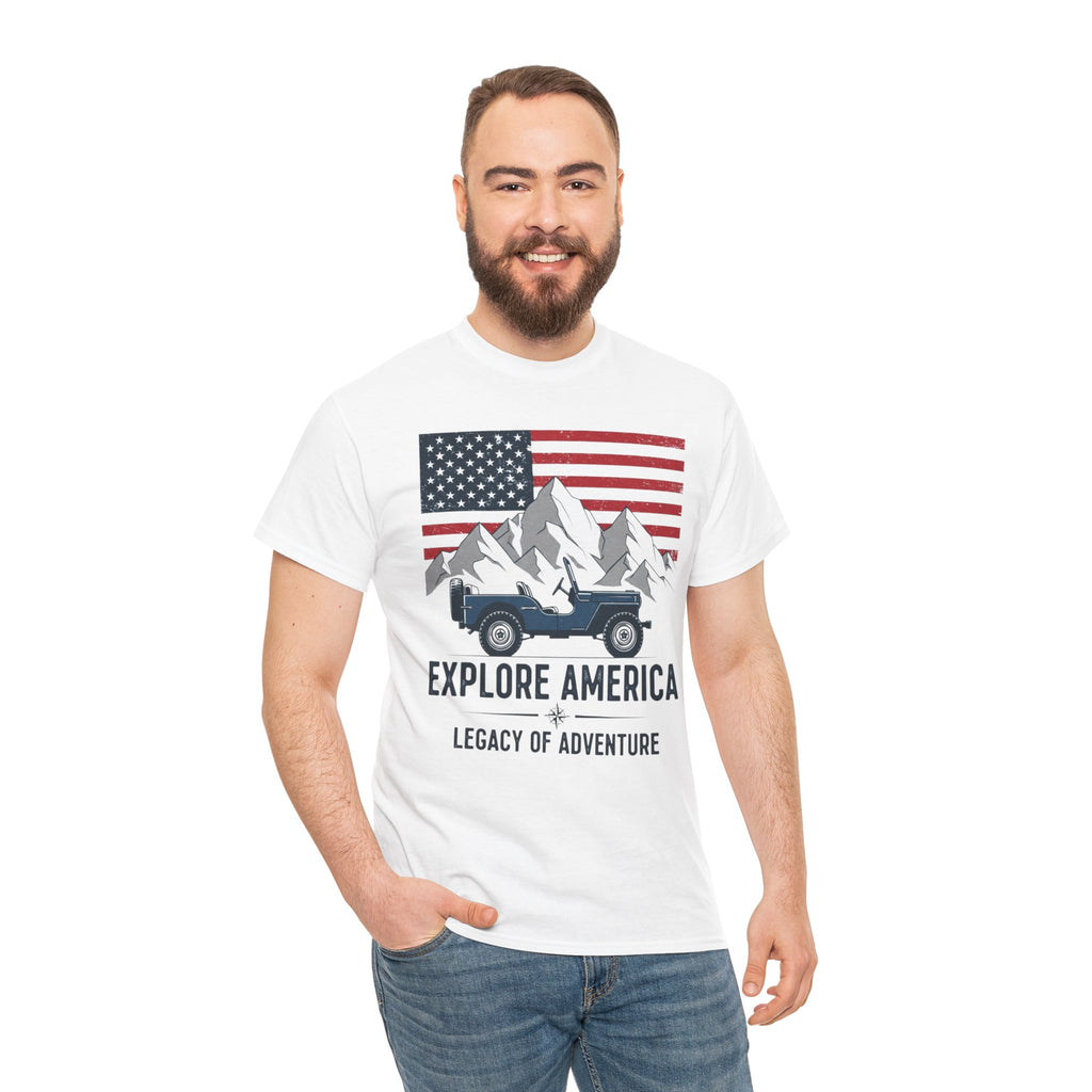 Unisex Heavy Cotton Tee — Explore America: Legacy of Adventure