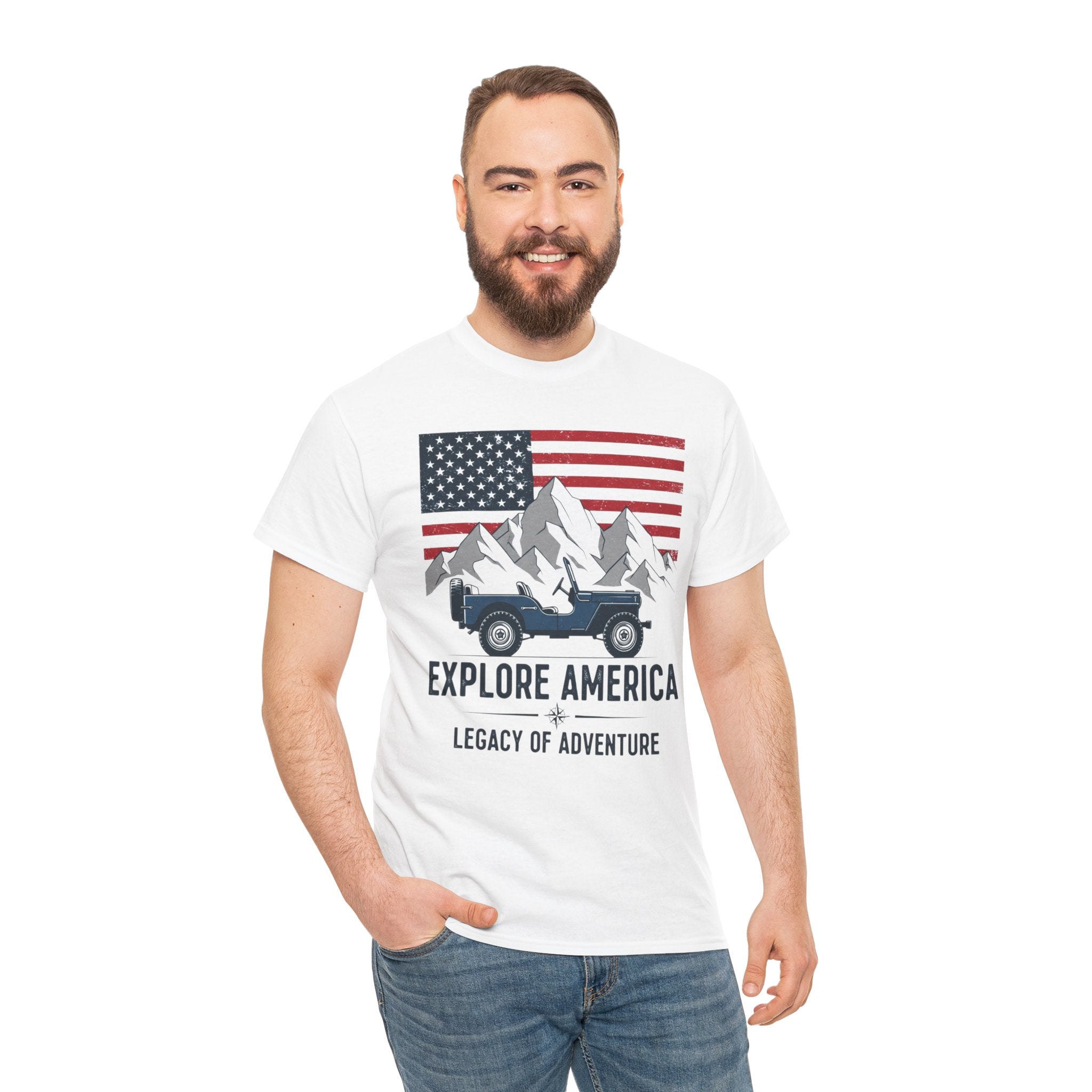 Unisex Heavy Cotton Tee — Explore America: Legacy of Adventure