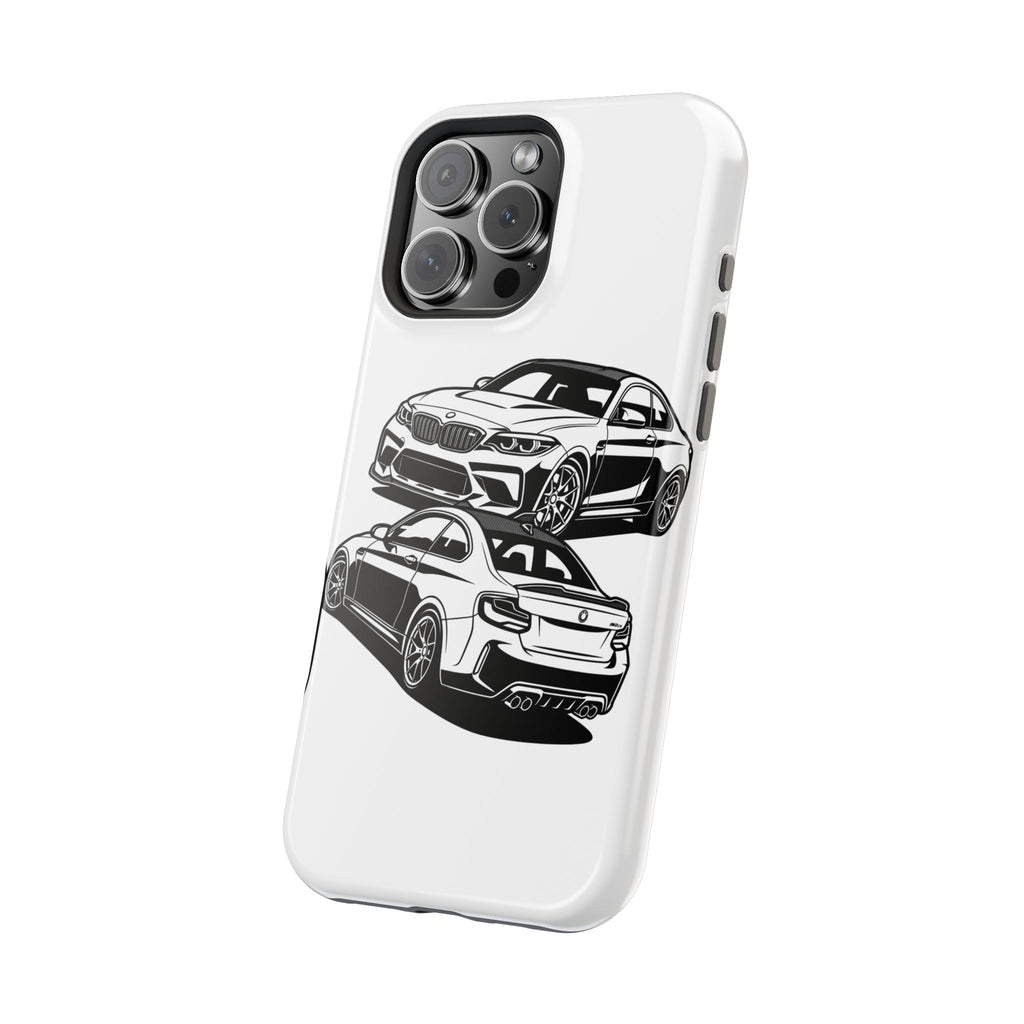 Magnetic Impact-Resistant Phone Case — Black/White Sports Coupe