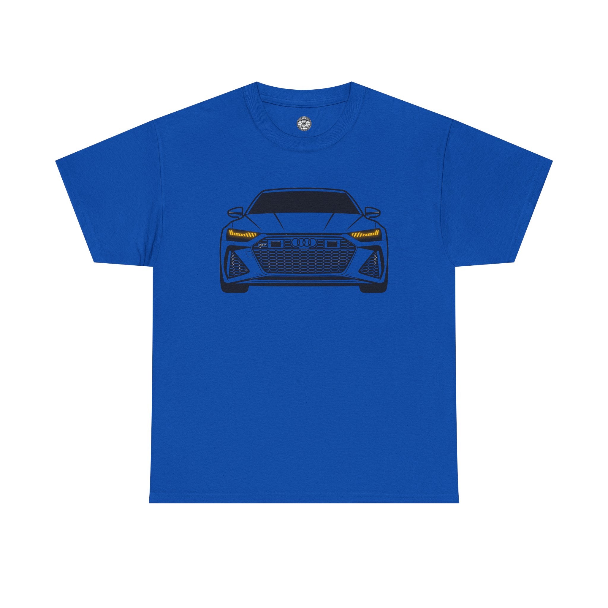 Unisex Heavy Cotton Tee — Illuminated Matrix Headlights (Yellow)