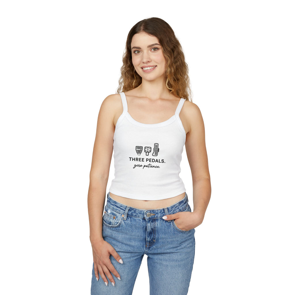 Women's Spaghetti Strap Tank — Three Pedals, Zero Patience