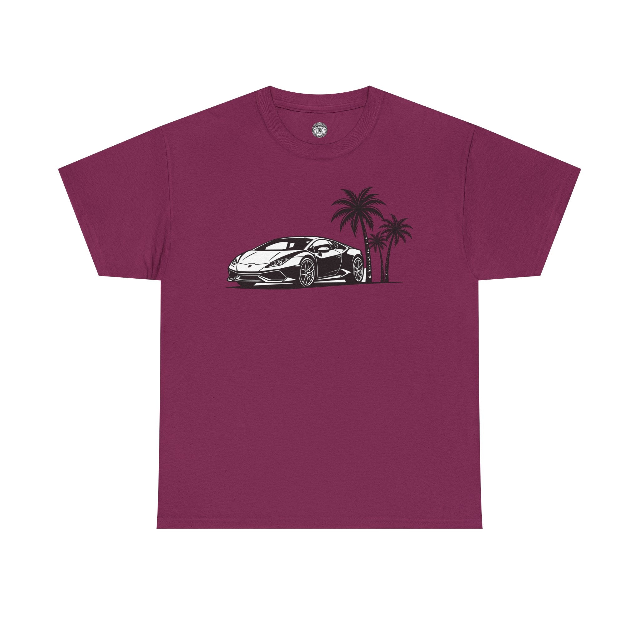 Unisex Heavy Cotton Tee — Supercar/Palm Trees