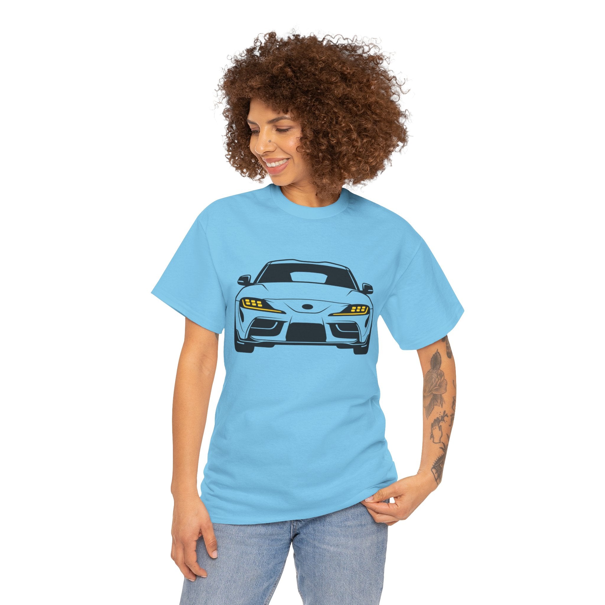 Unisex Heavy Cotton Tee — A90 Illuminated Headlights (Yellow)
