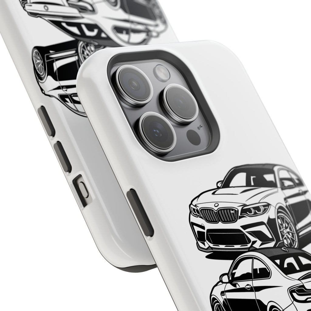 Magnetic Impact-Resistant Phone Case — Black/White Sports Coupe