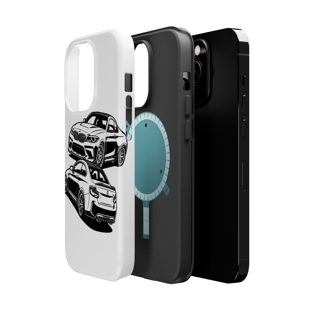 Magnetic Impact-Resistant Phone Case — Black/White Sports Coupe
