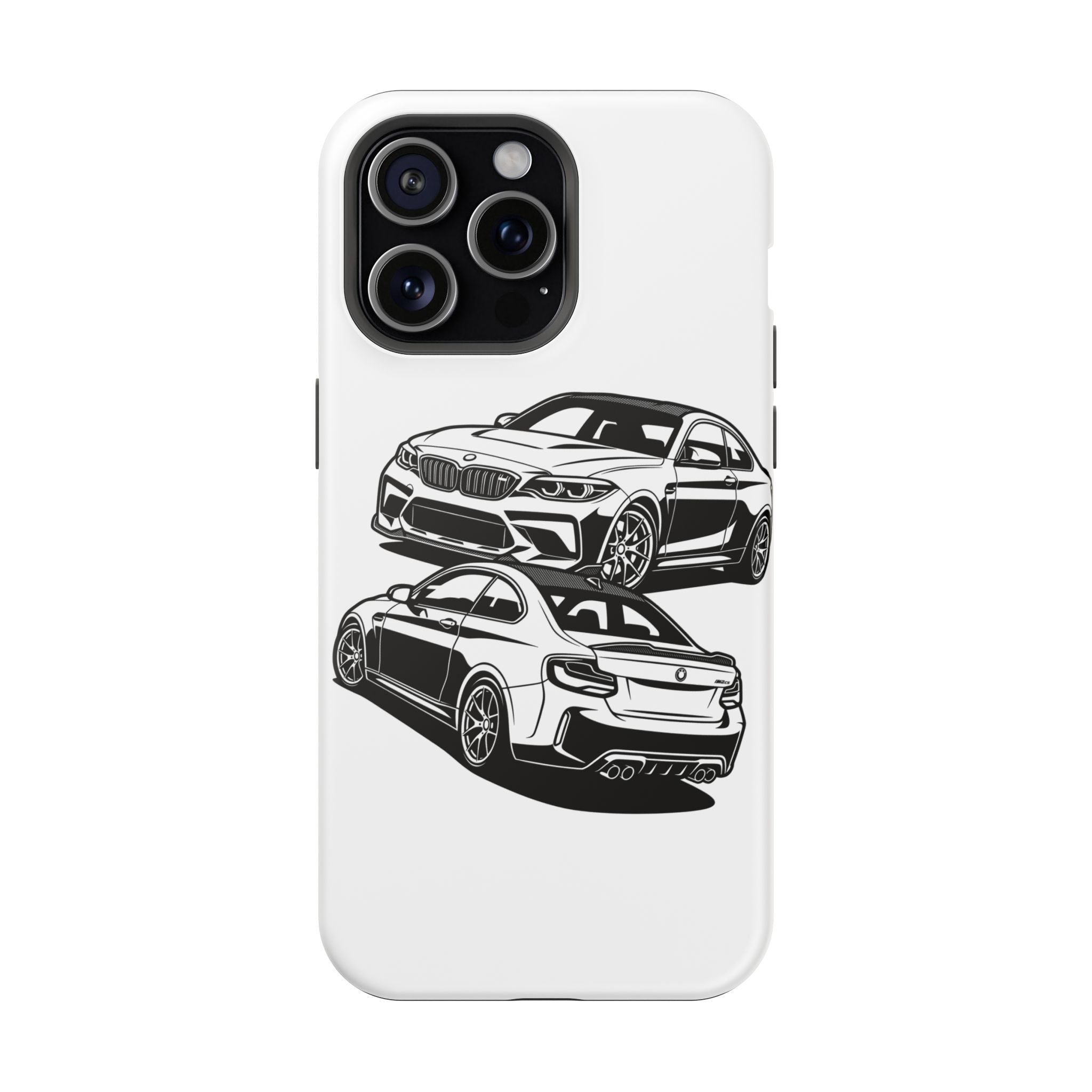 Magnetic Impact-Resistant Phone Case — Black/White Sports Coupe