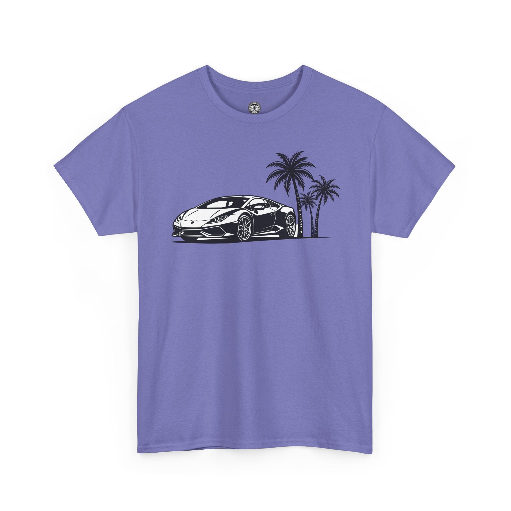 Unisex Heavy Cotton Tee — Supercar/Palm Trees