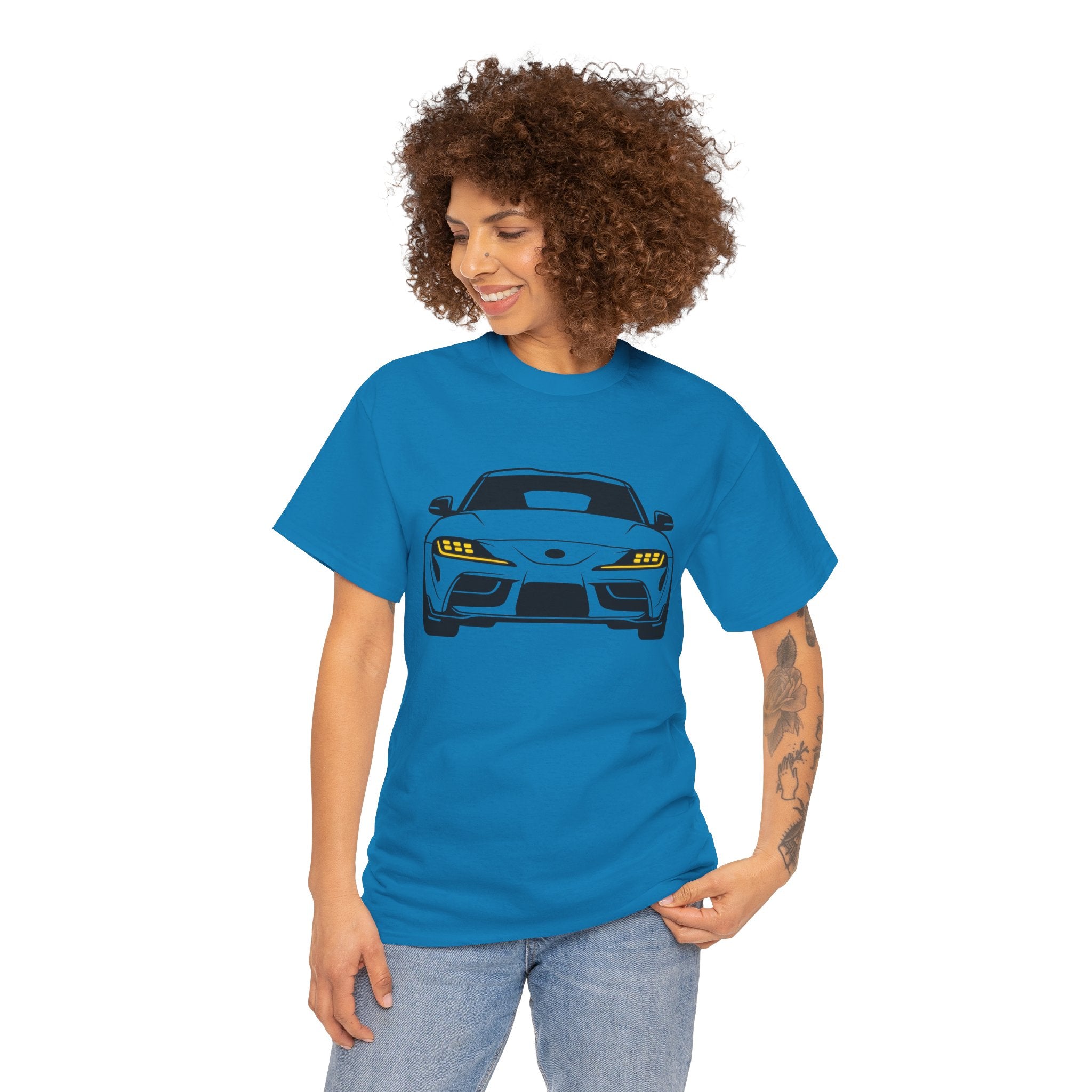 Unisex Heavy Cotton Tee — A90 Illuminated Headlights (Yellow)