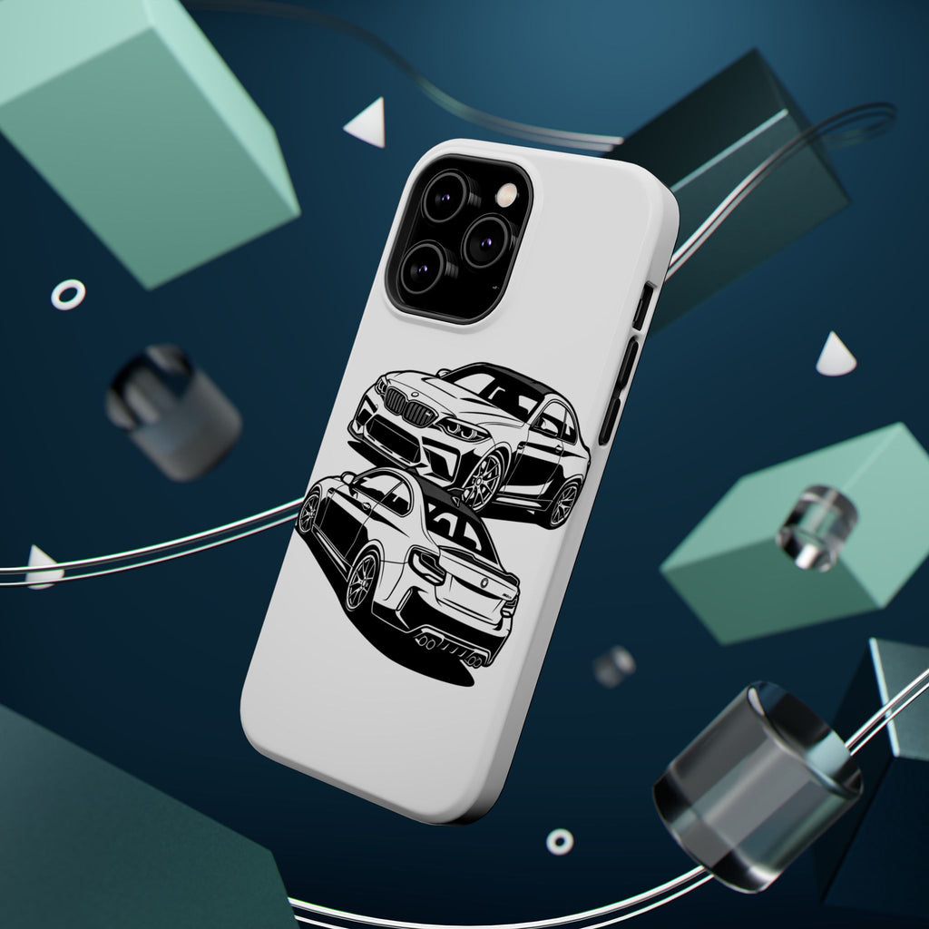 Magnetic Impact-Resistant Phone Case — Black/White Sports Coupe