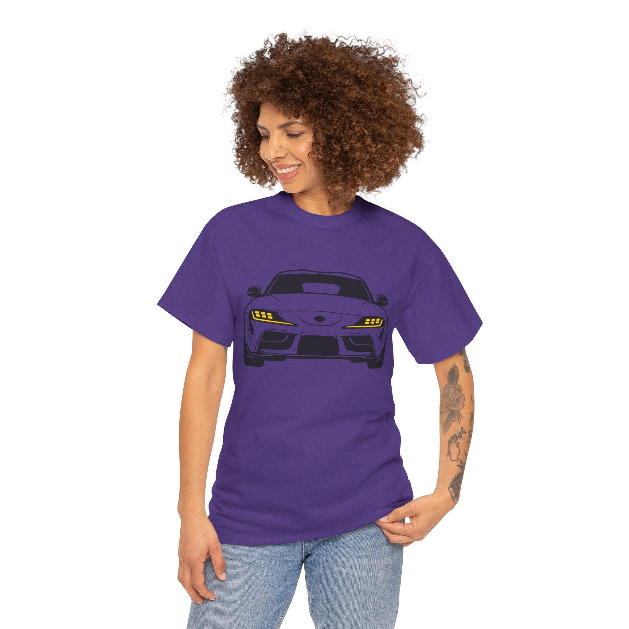 Unisex Heavy Cotton Tee — A90 Illuminated Headlights (Yellow)