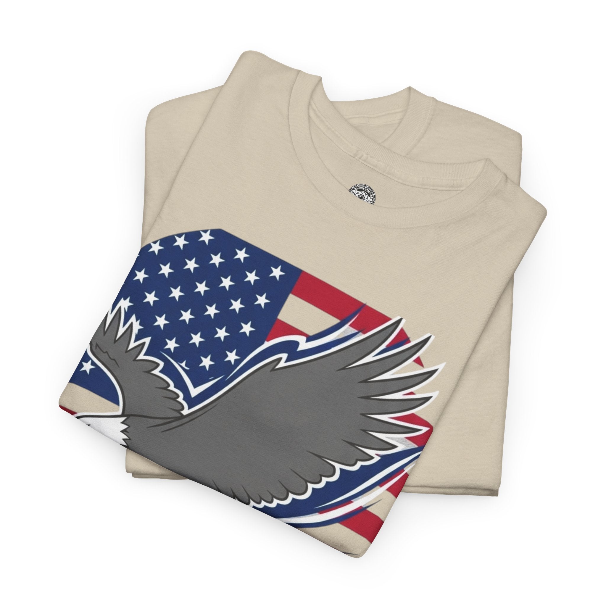 Unisex Heavy Cotton Tee — American Flag Bald Eagle