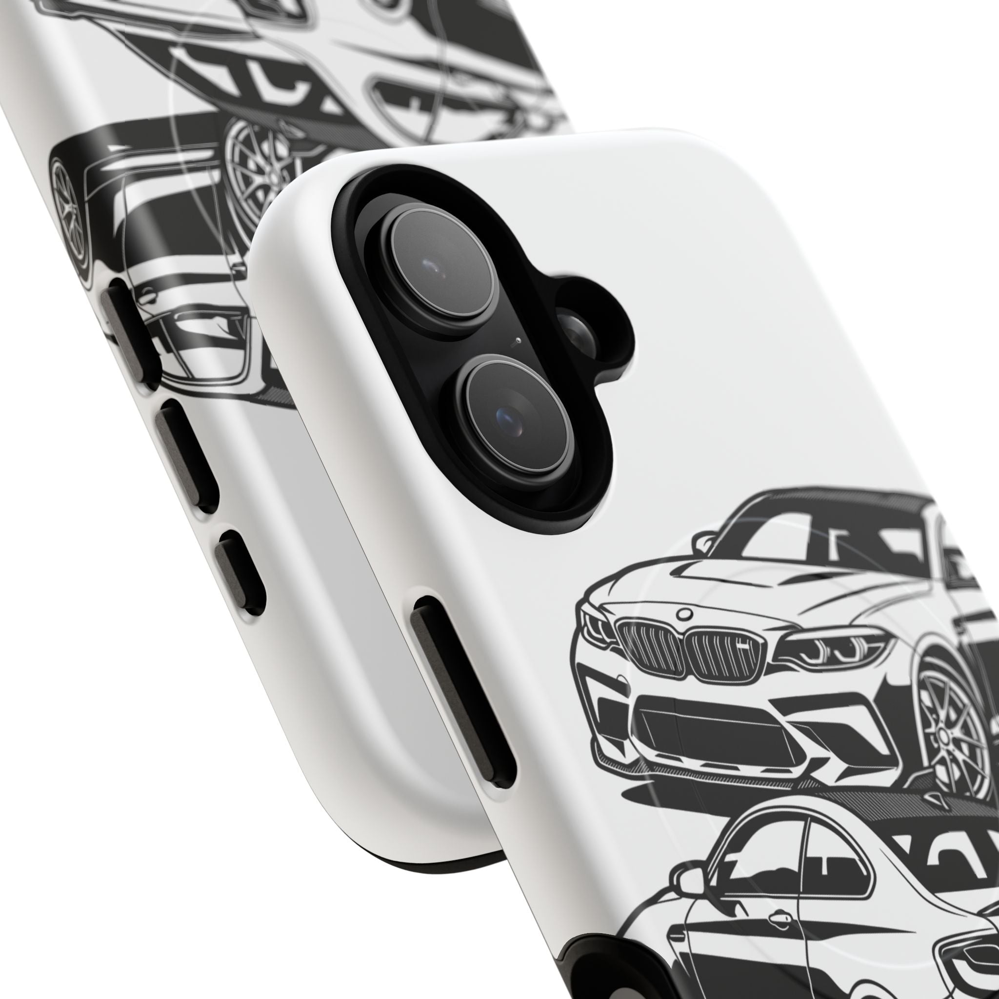 Tough Magnetic iPhone Case — Black/White Sports Coupe