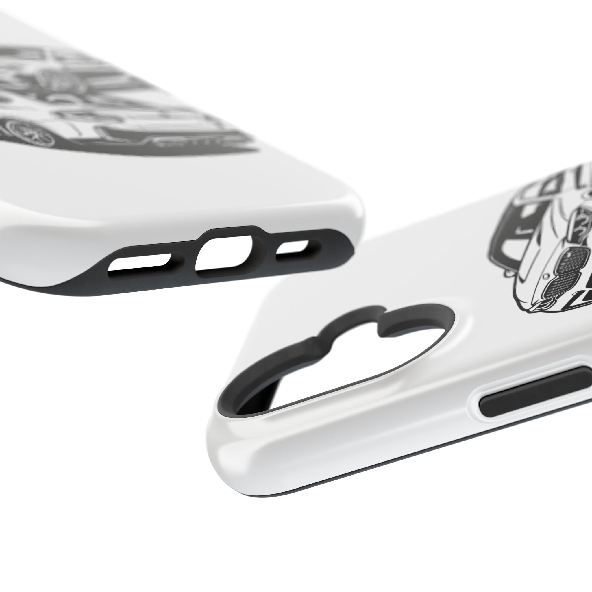 Magnetic Impact-Resistant Phone Case — Black/White Sports Coupe