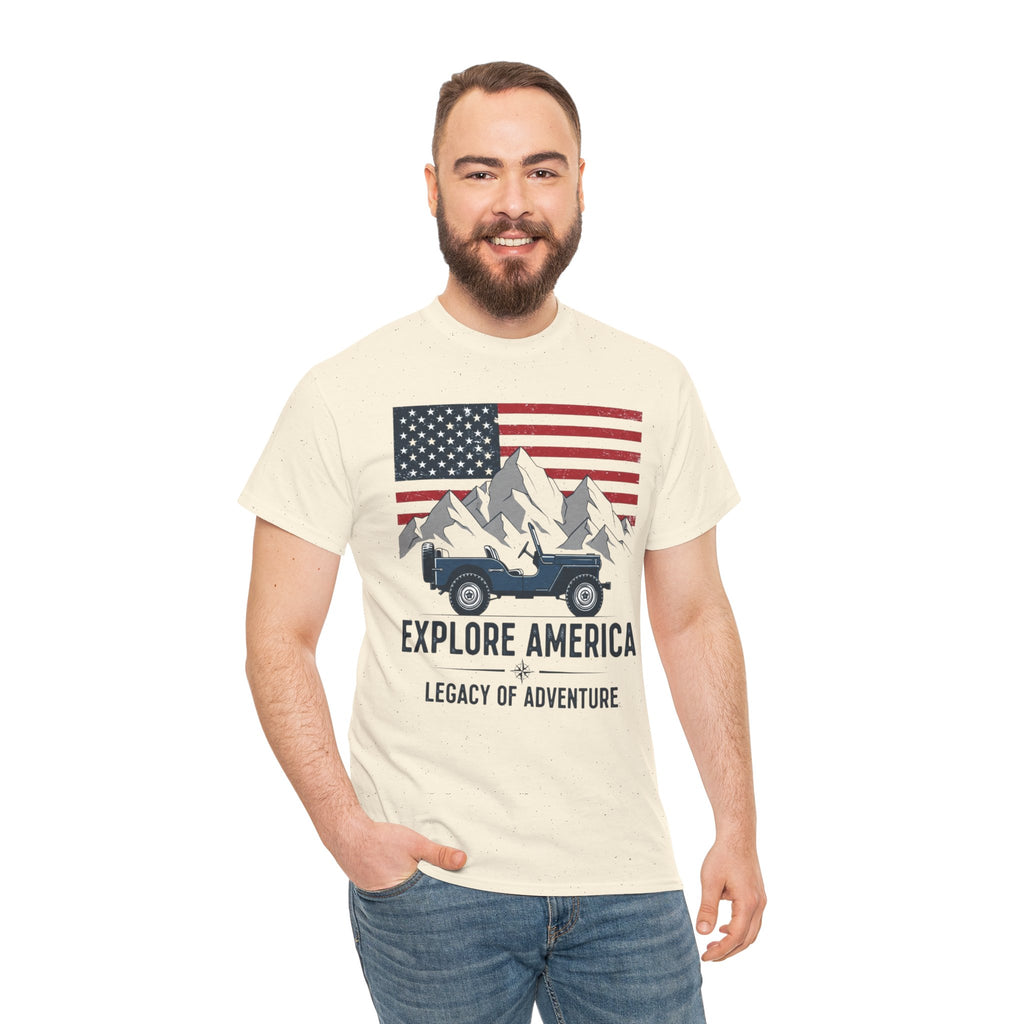 Unisex Heavy Cotton Tee — Explore America: Legacy of Adventure