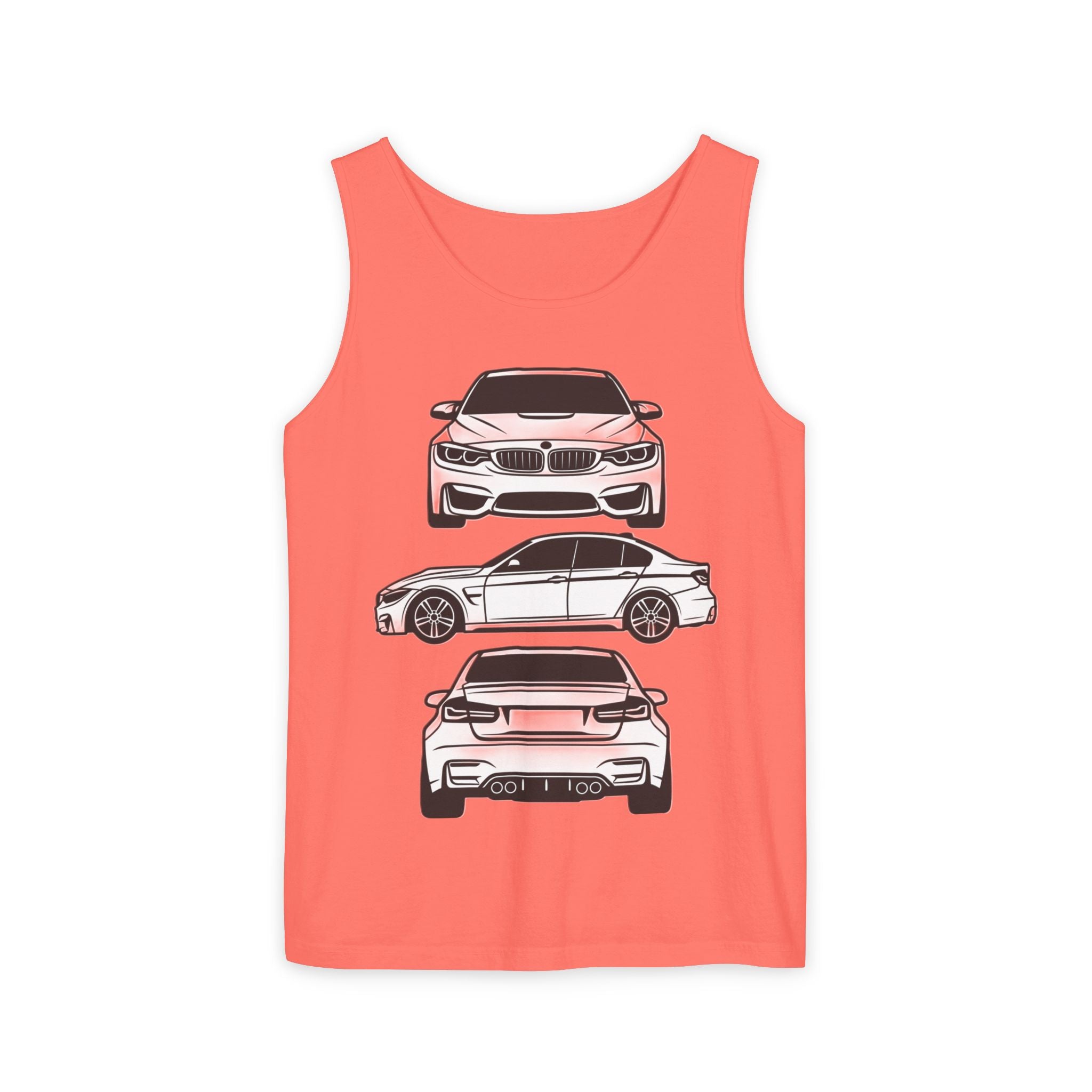 Unisex Garment-Dyed Tank Top — F80 Triple-Perspective