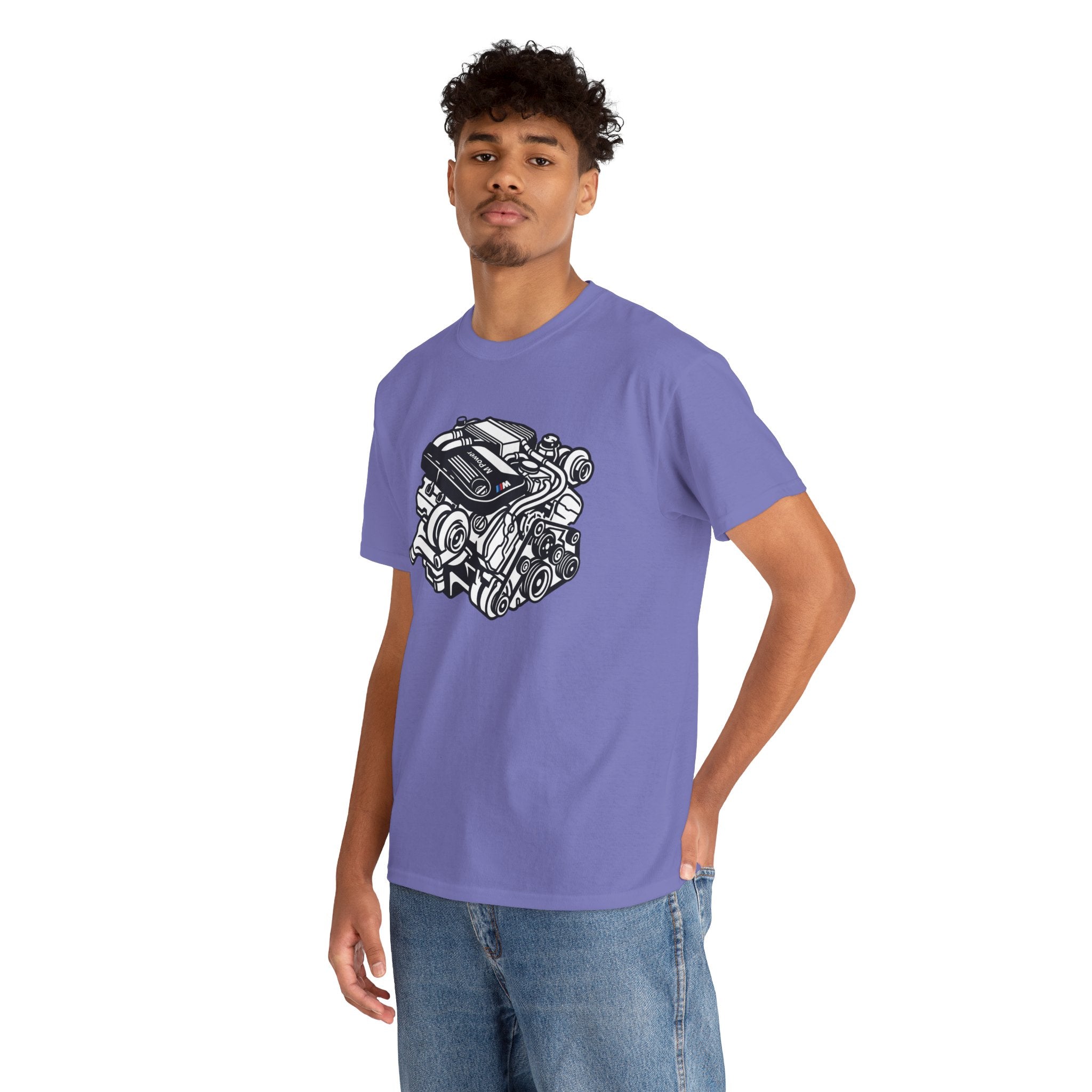 Unisex Heavy Cotton Tee — Engine Illustration (S58)