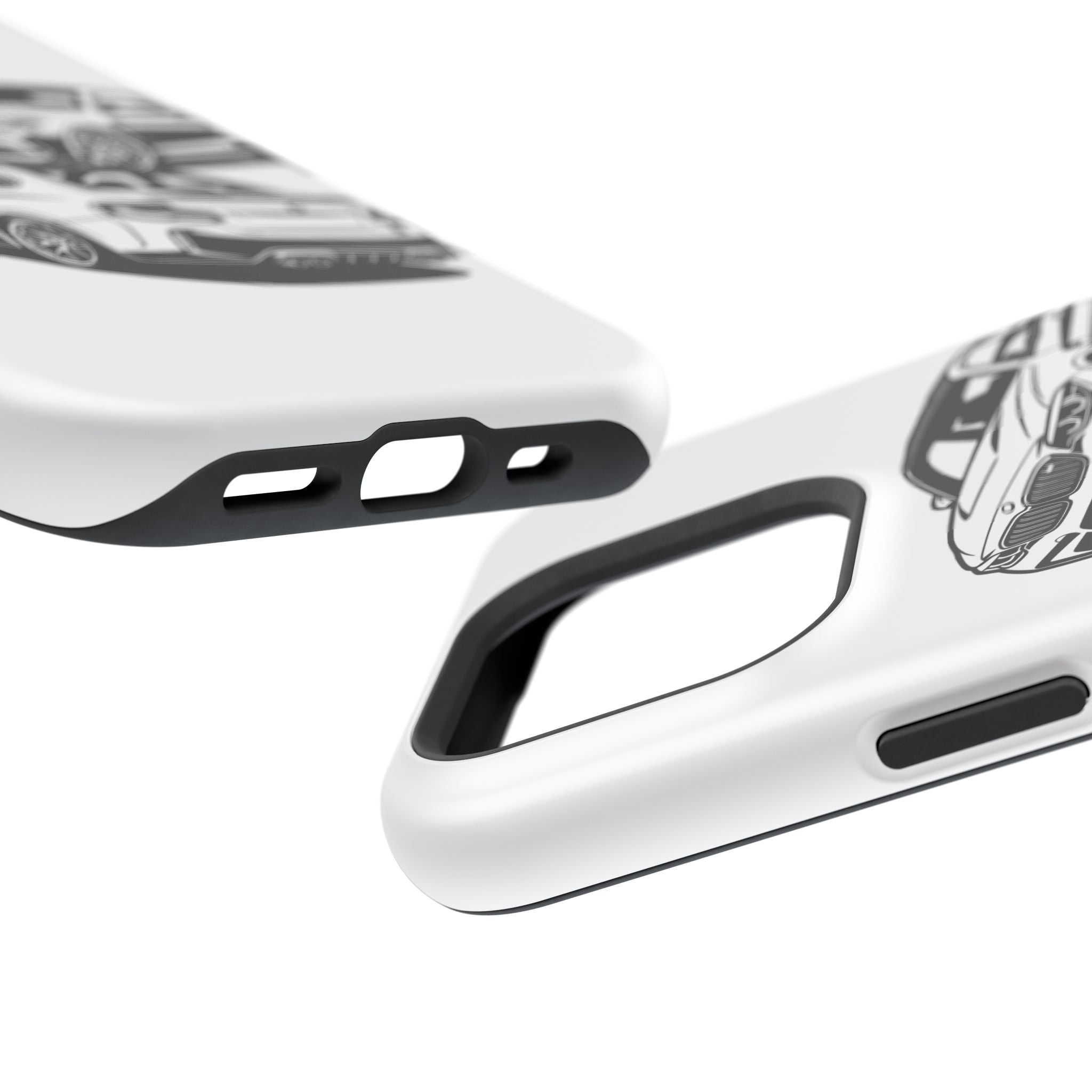 Magnetic Impact-Resistant Phone Case — Black/White Sports Coupe