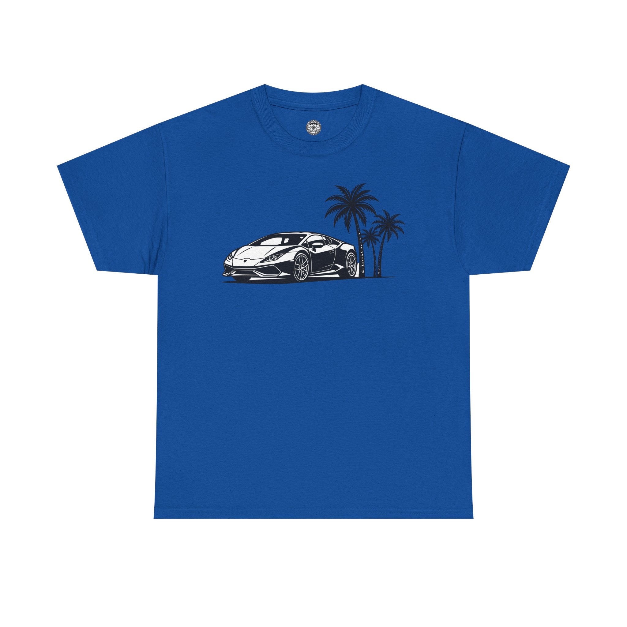 Unisex Heavy Cotton Tee — Supercar/Palm Trees