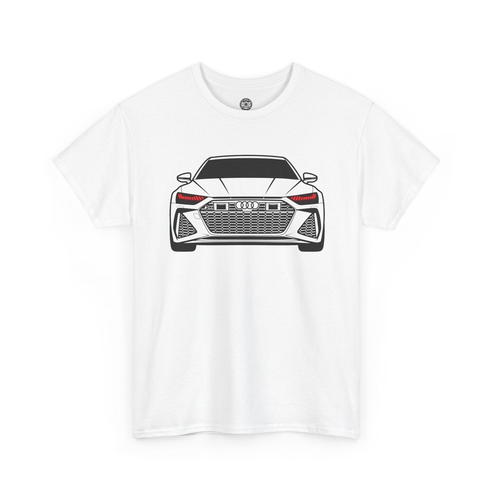 Unisex Heavy Cotton Tee — Illuminated Matrix Headlights (Red)