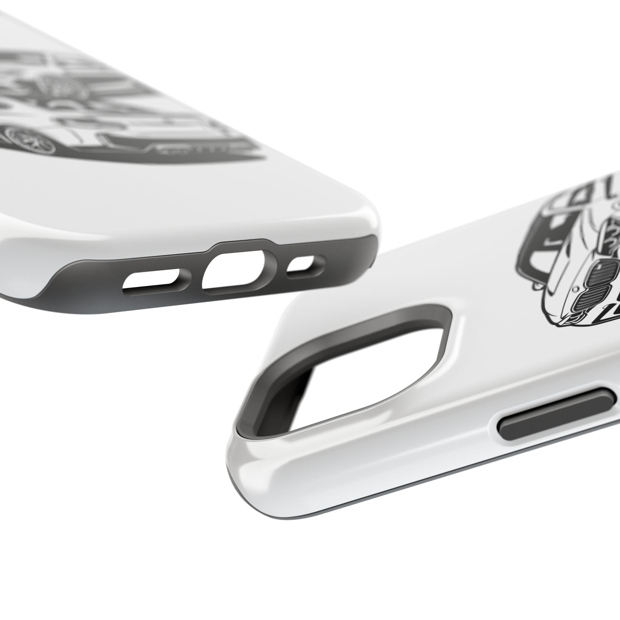 Magnetic Impact-Resistant Phone Case — Black/White Sports Coupe