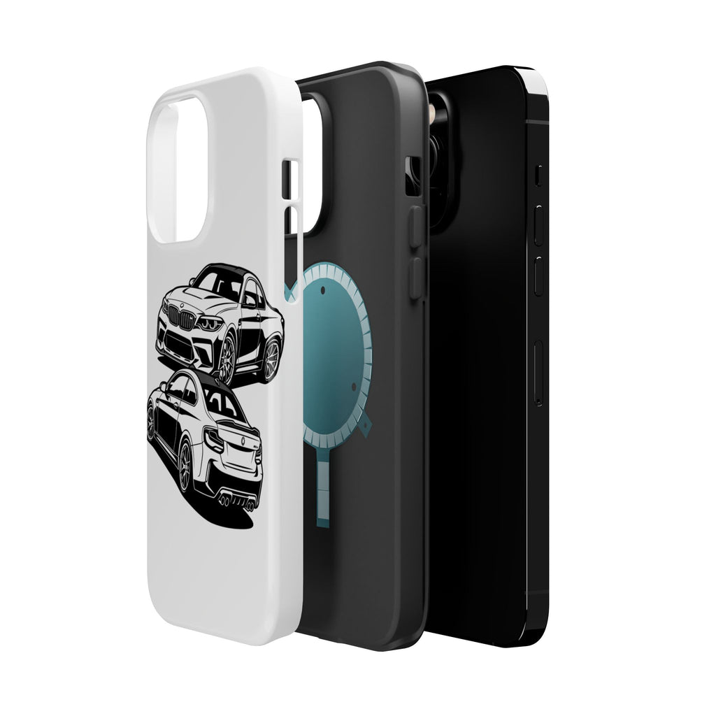 Magnetic Impact-Resistant Phone Case — Black/White Sports Coupe