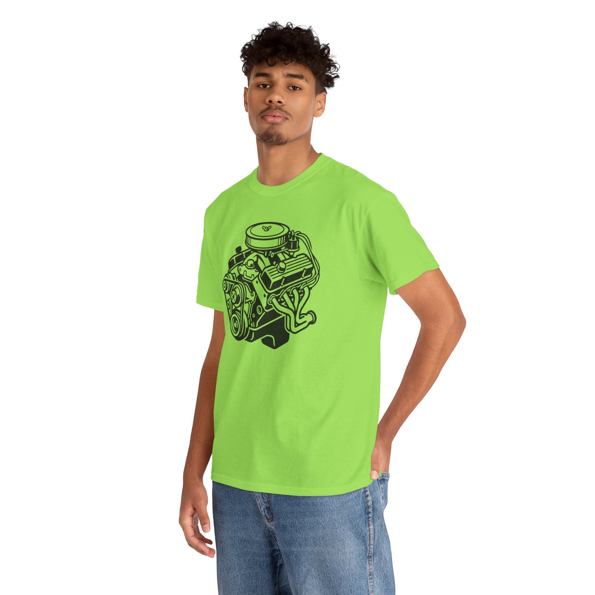 Unisex Heavy Cotton Tee — Engine Illustration (Big Block)