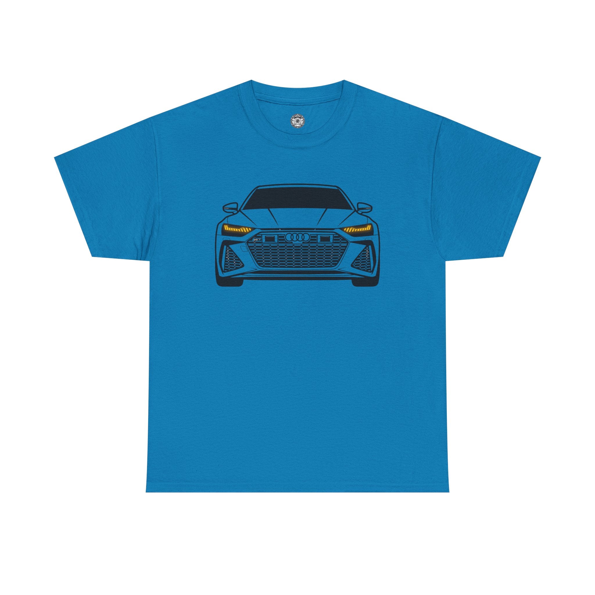 Unisex Heavy Cotton Tee — Illuminated Matrix Headlights (Yellow)