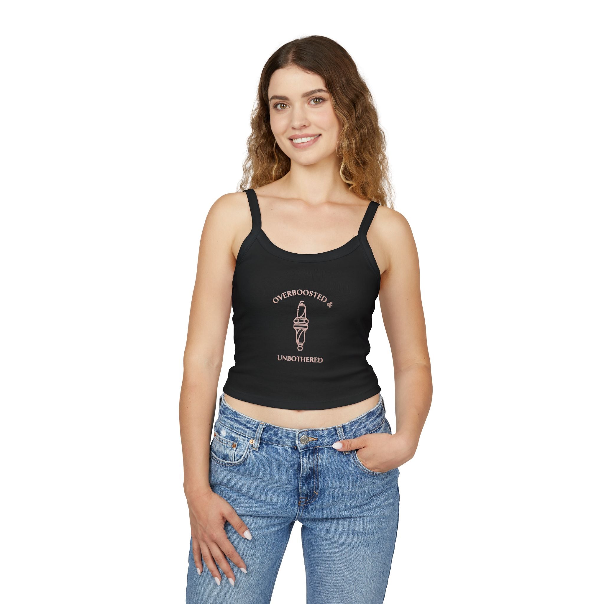 Women's Spaghetti Strap Tank — Overboosted & Unbothered