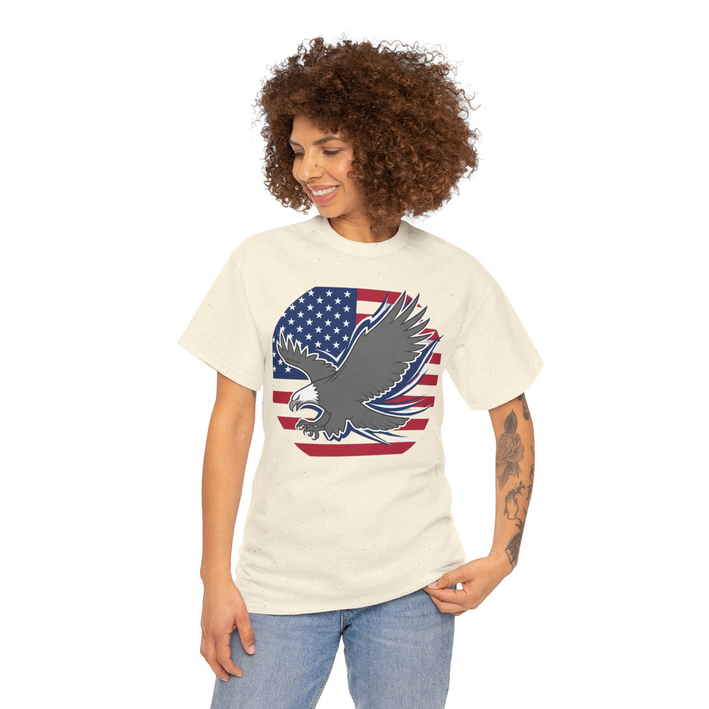 Unisex Heavy Cotton Tee — American Flag Bald Eagle