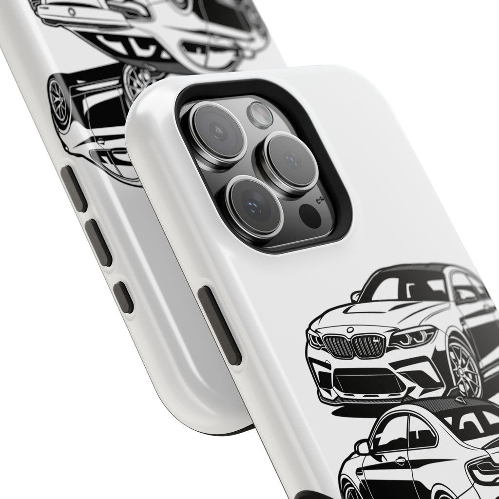 Magnetic Impact-Resistant Phone Case — Black/White Sports Coupe