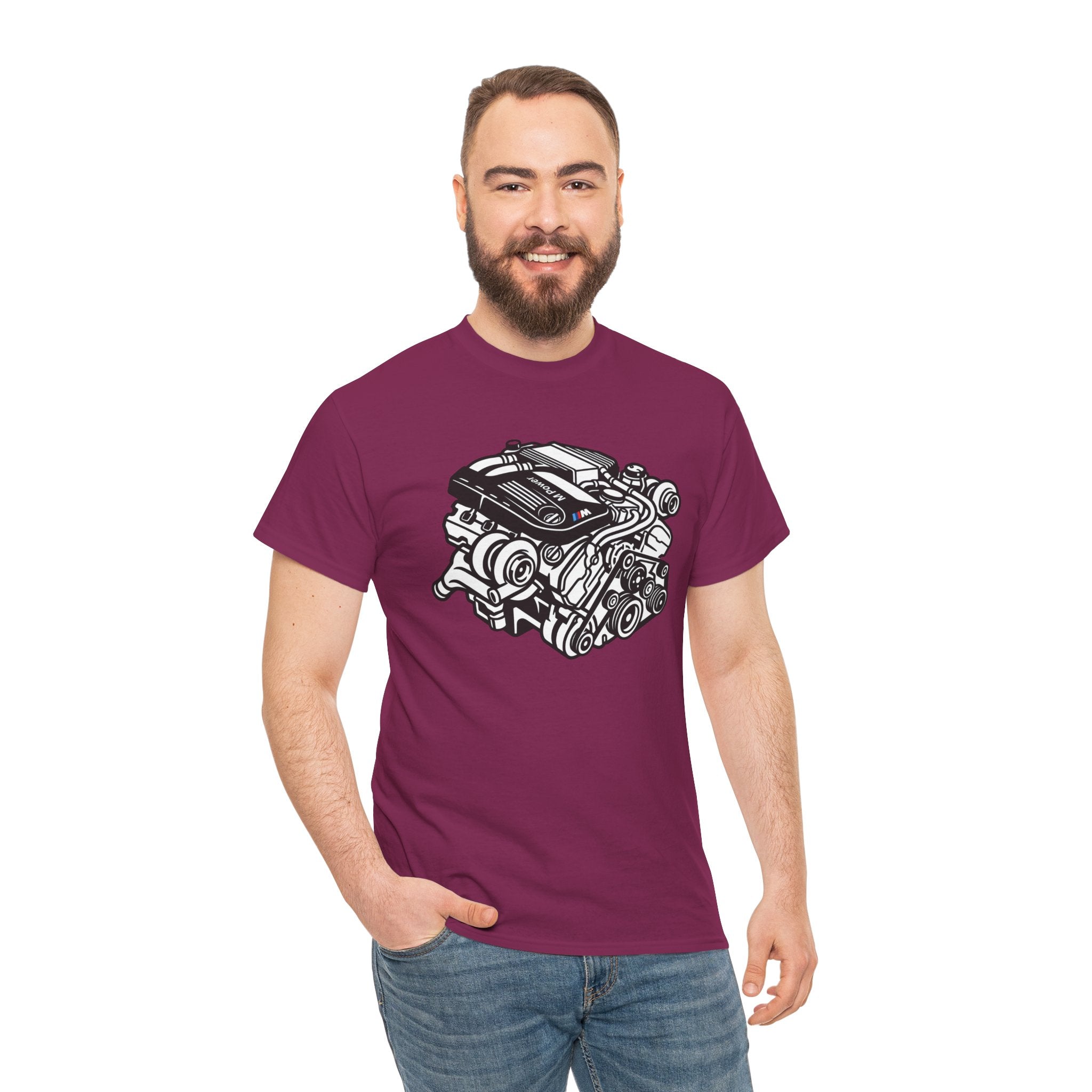Unisex Heavy Cotton Tee — Engine Illustration (S58)