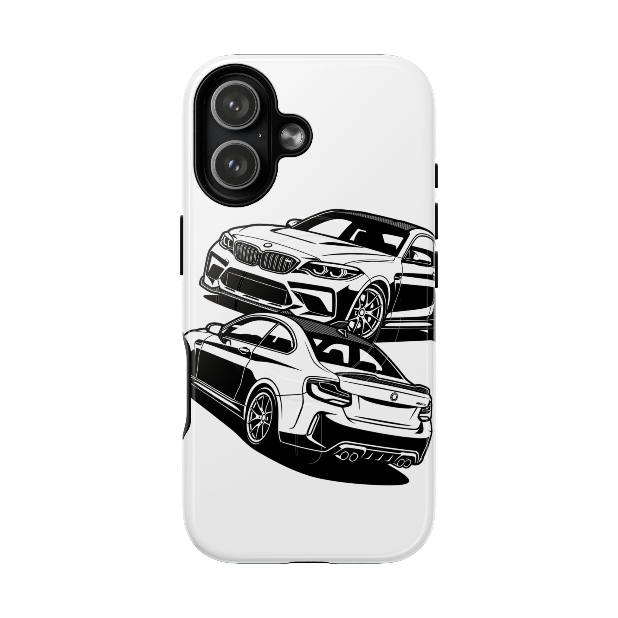 Tough Magnetic iPhone Case — Black/White Sports Coupe
