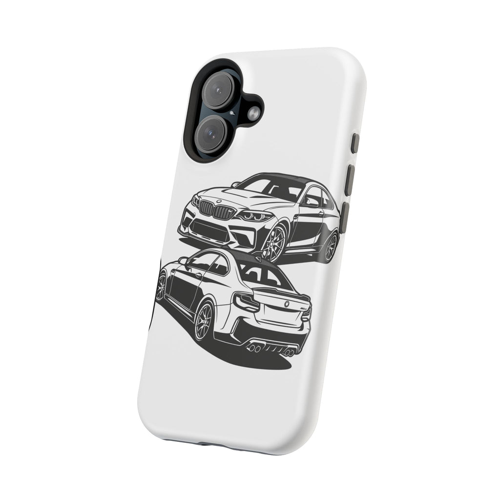 Magnetic Impact-Resistant Phone Case — Black/White Sports Coupe