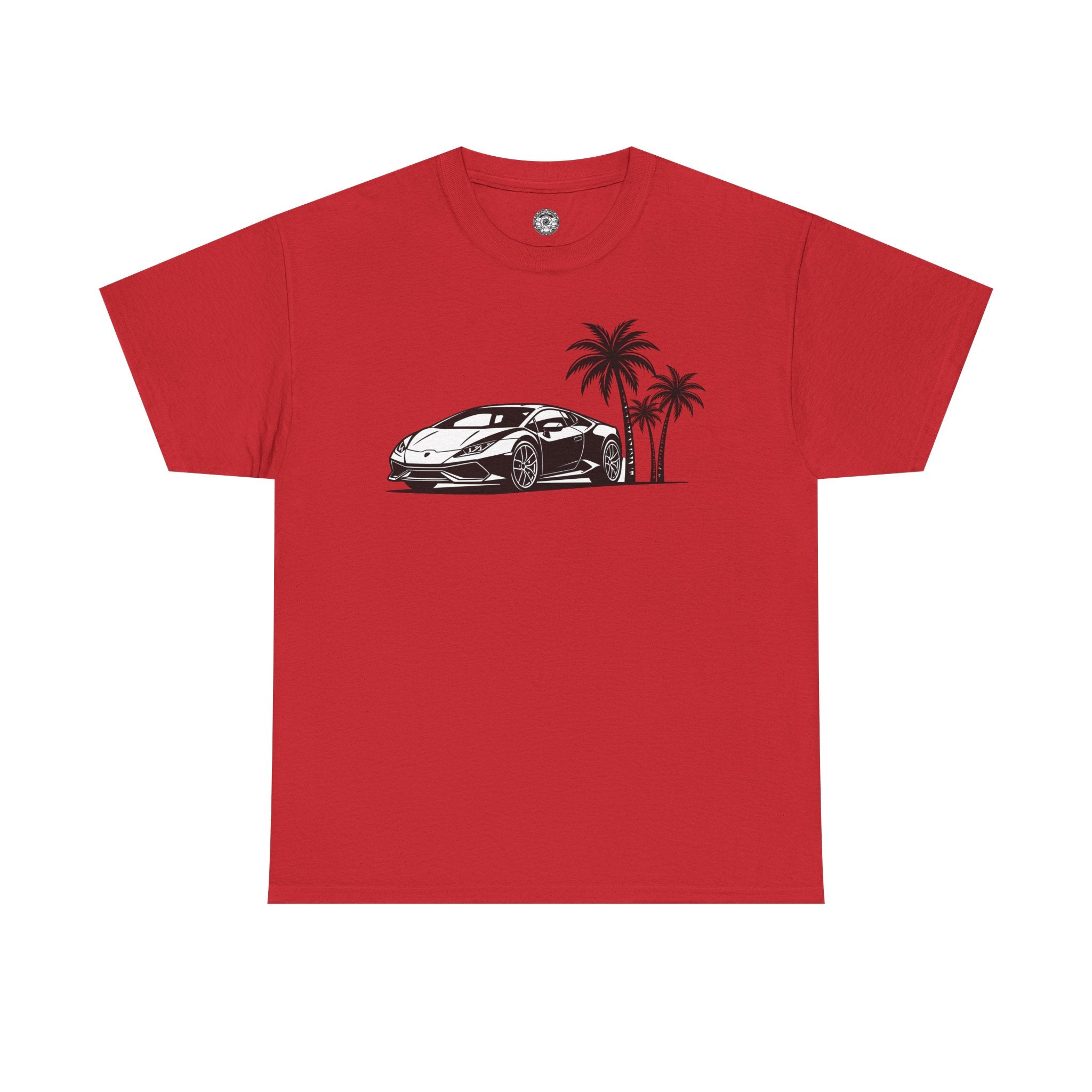 Unisex Heavy Cotton Tee — Supercar/Palm Trees