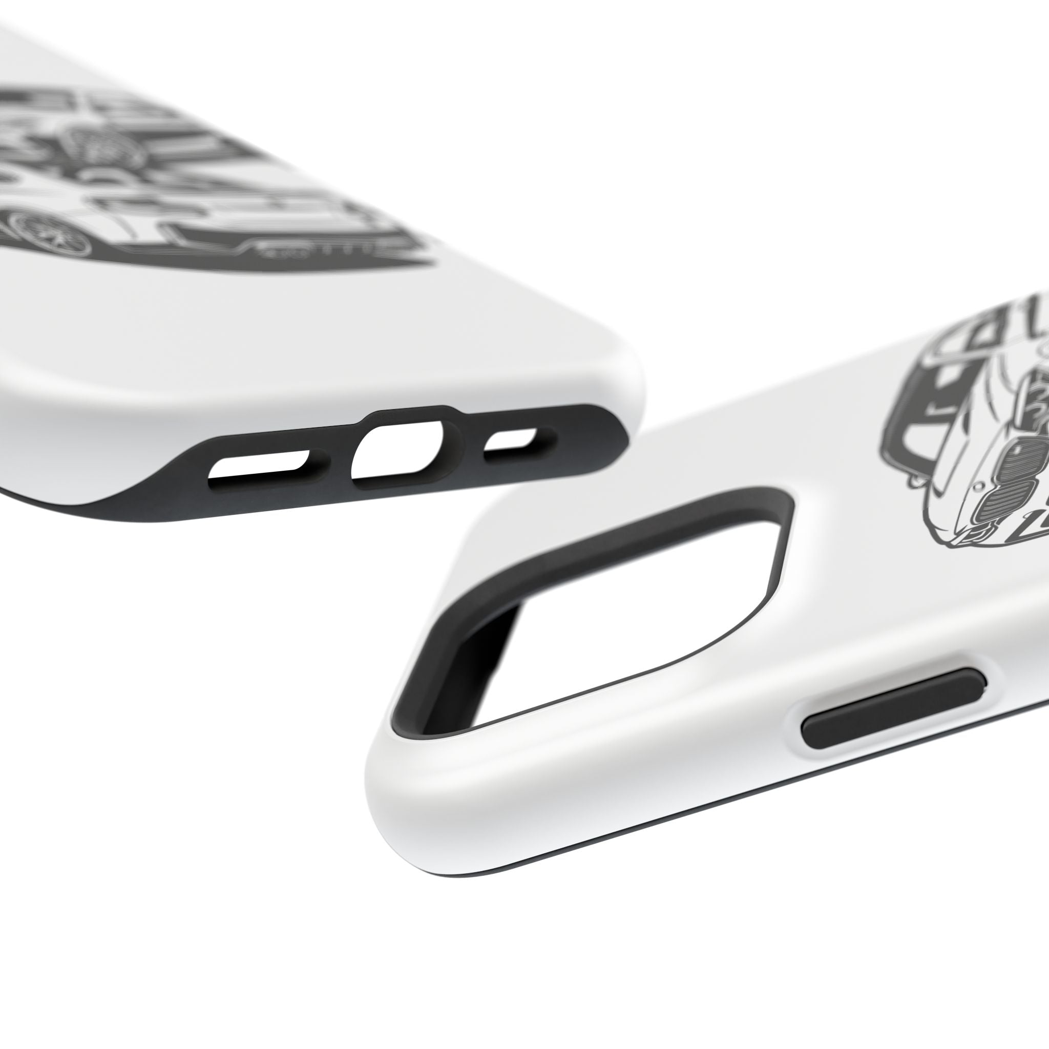 Magnetic Impact-Resistant Phone Case — Black/White Sports Coupe