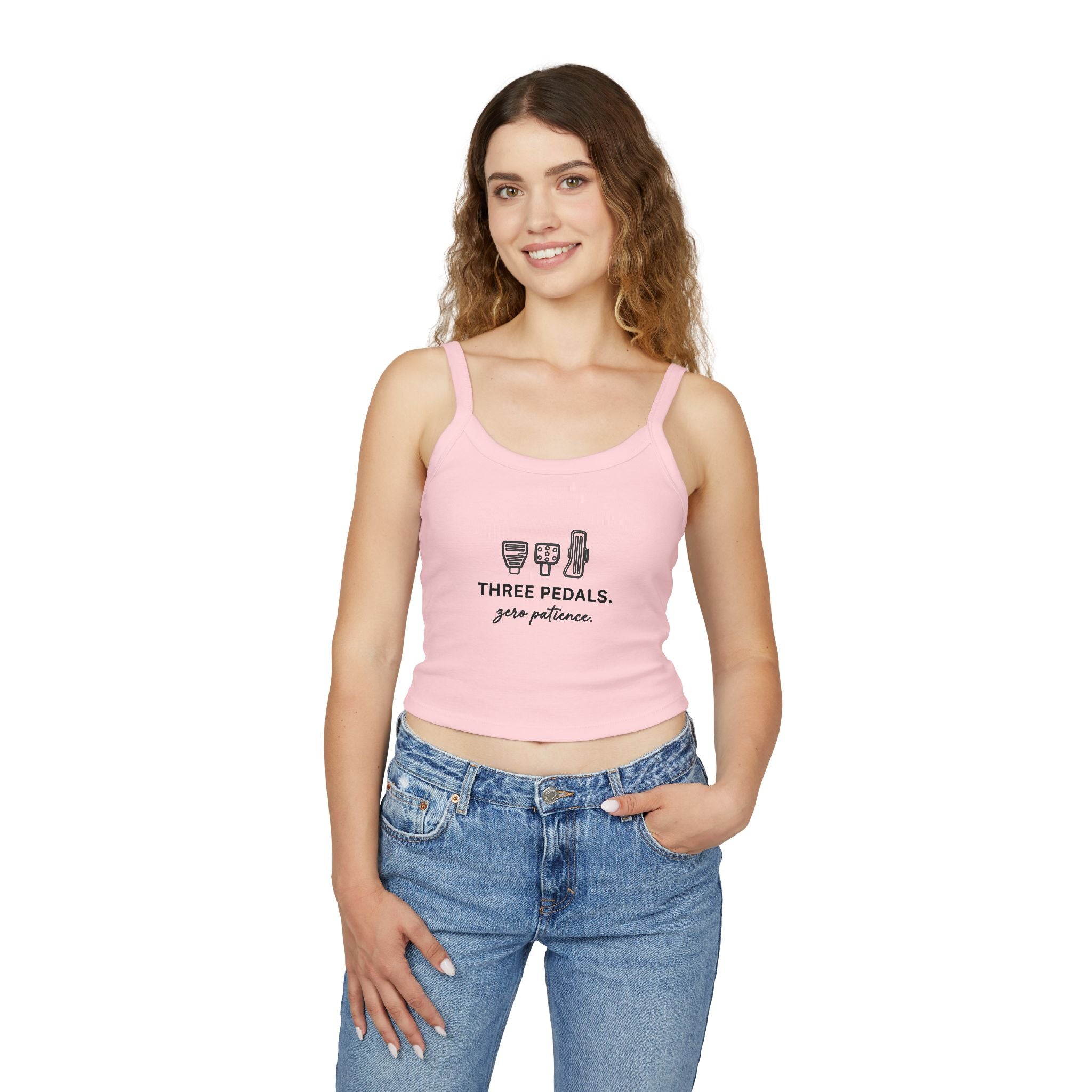 Women's Spaghetti Strap Tank — Three Pedals, Zero Patience
