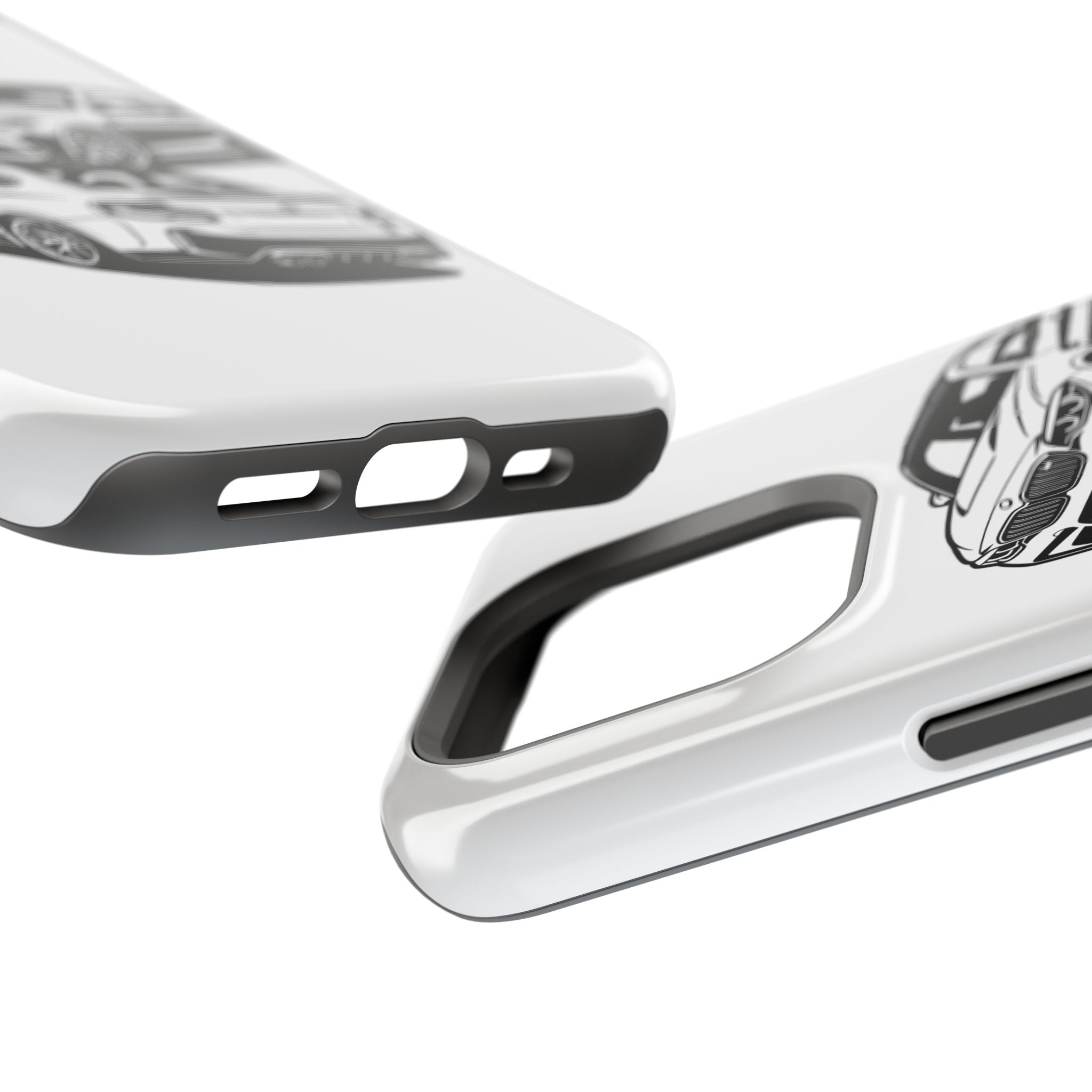 Magnetic Impact-Resistant Phone Case — Black/White Sports Coupe