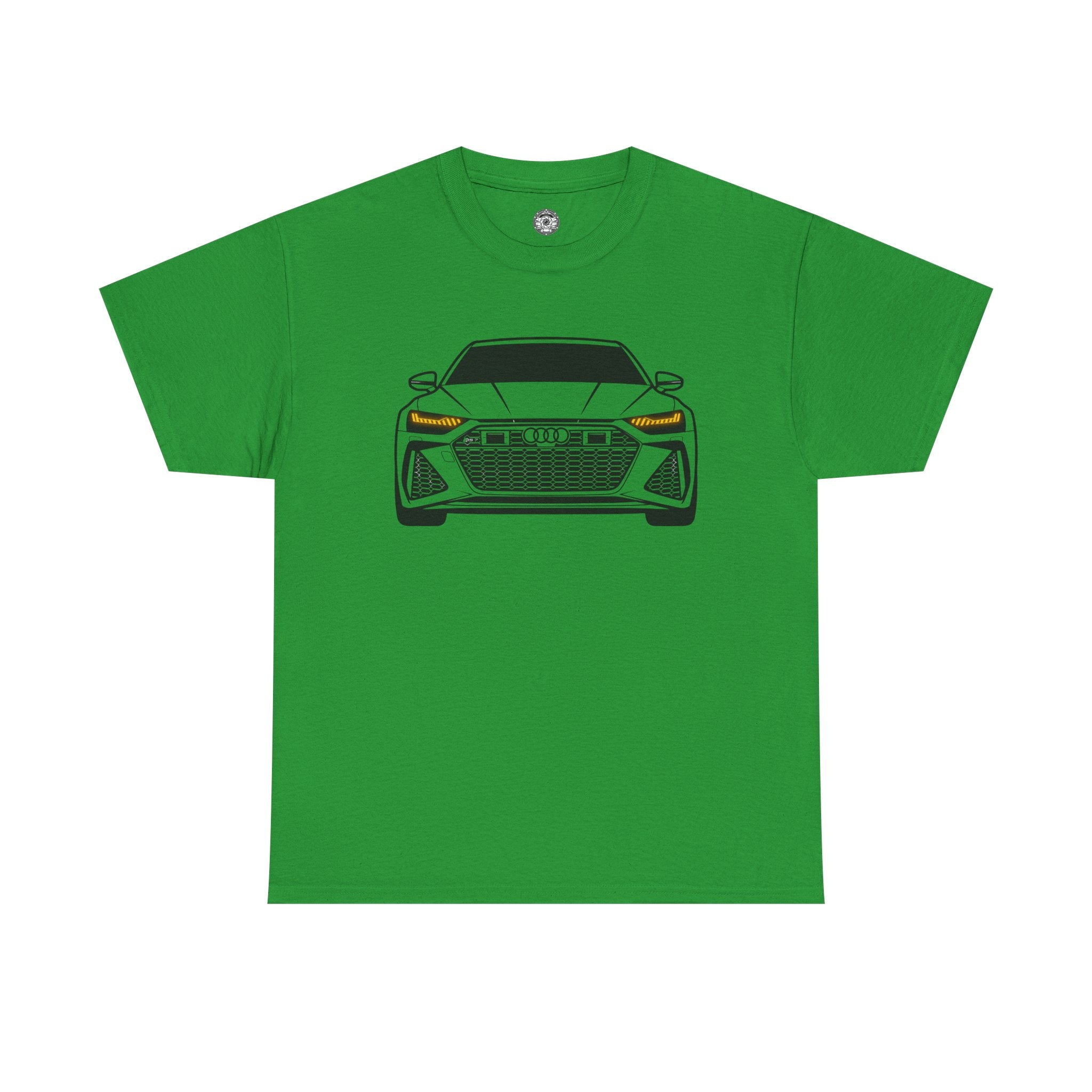 Unisex Heavy Cotton Tee — Illuminated Matrix Headlights (Yellow)