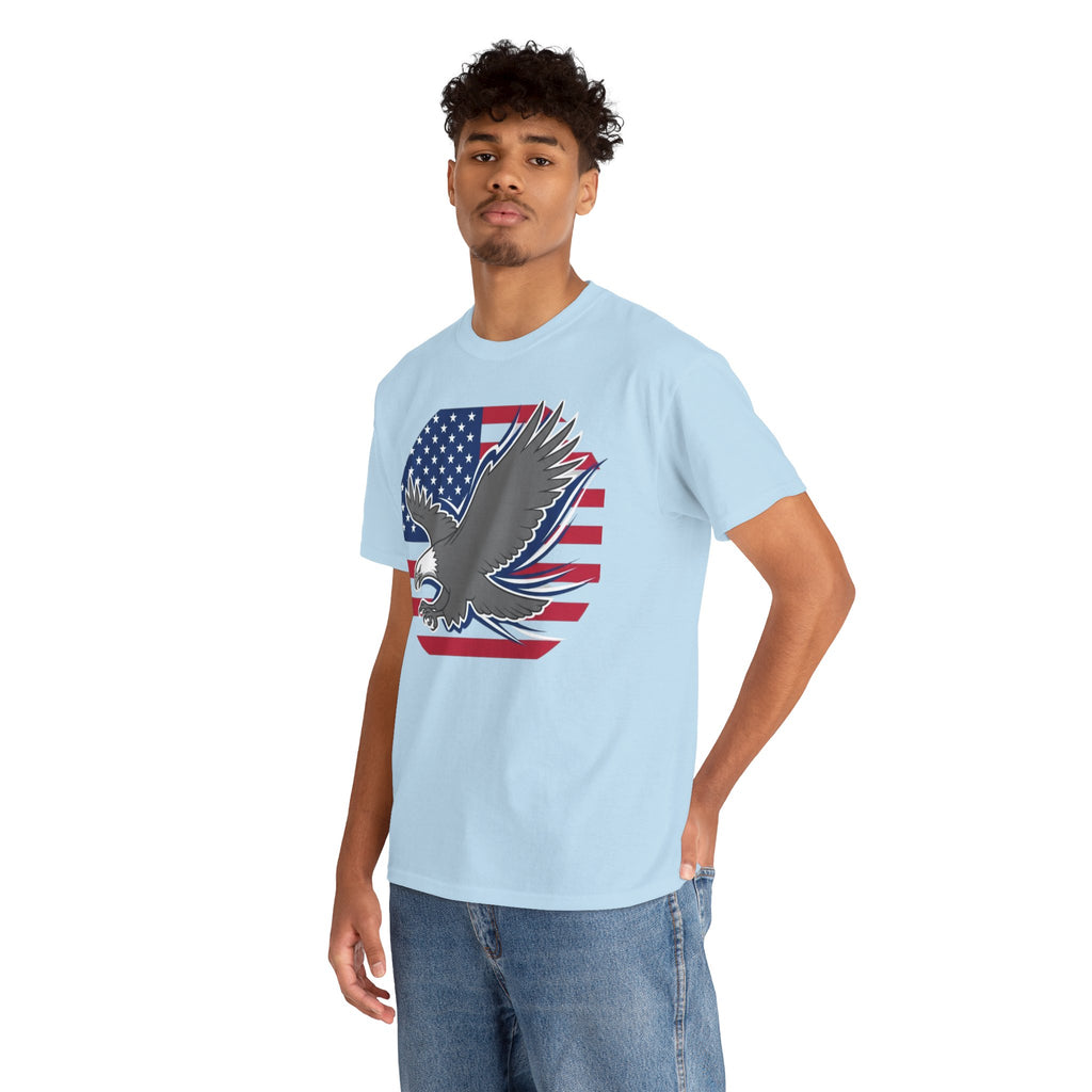 Unisex Heavy Cotton Tee — American Flag Bald Eagle