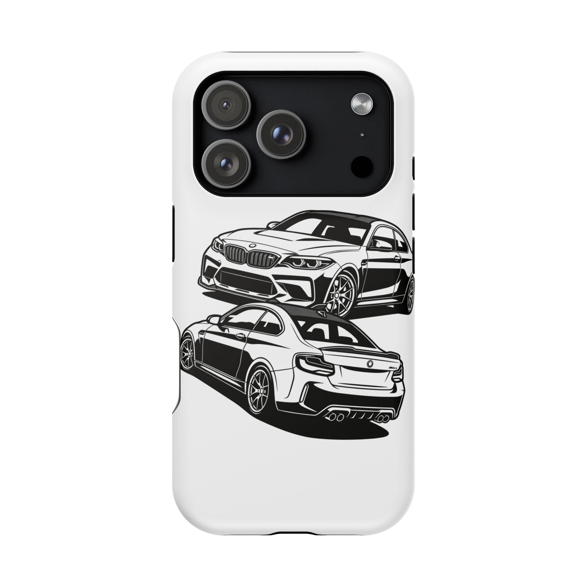 Magnetic Impact-Resistant Phone Case — Black/White Sports Coupe