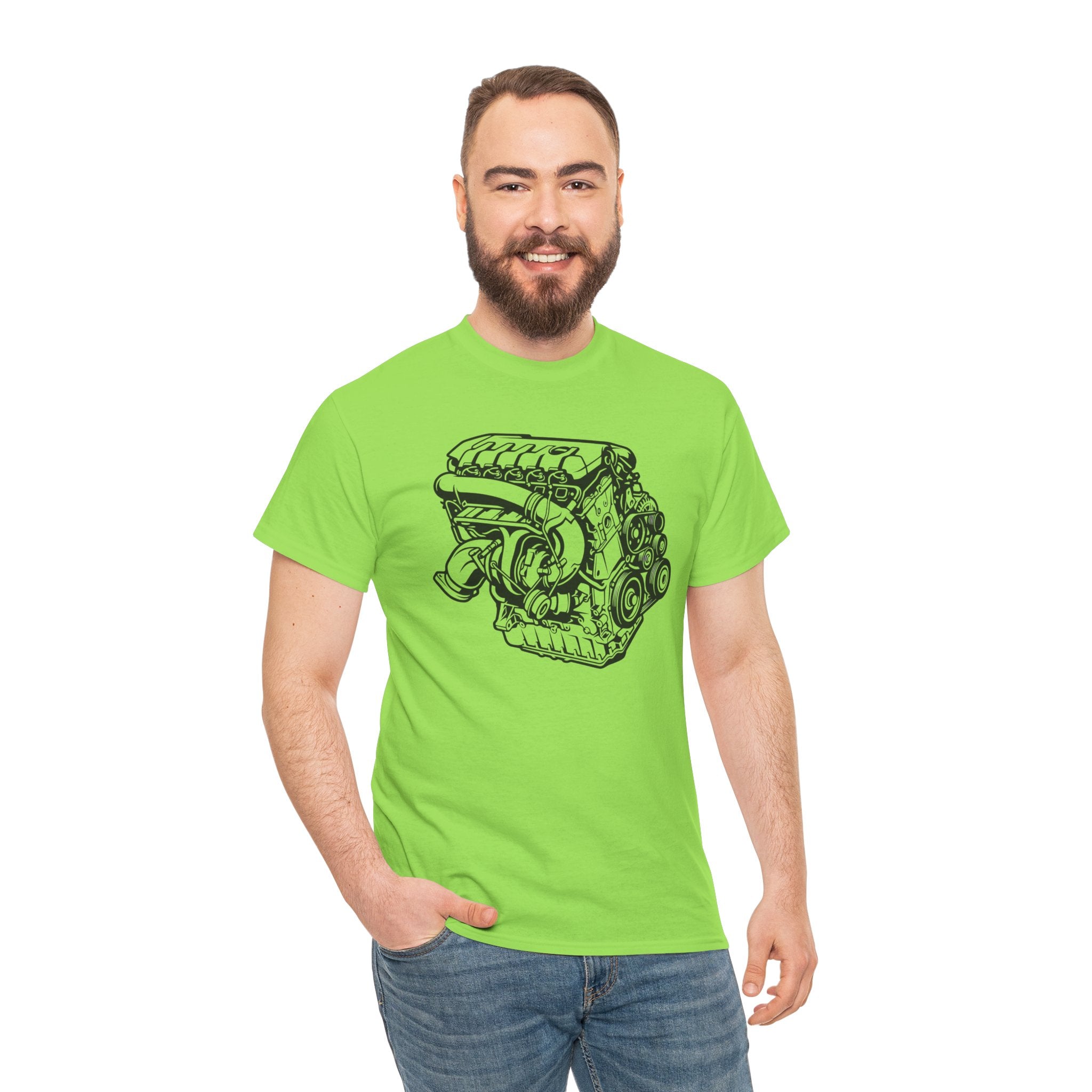 Unisex Heavy Cotton Tee — Engine Illustration (DAZA)