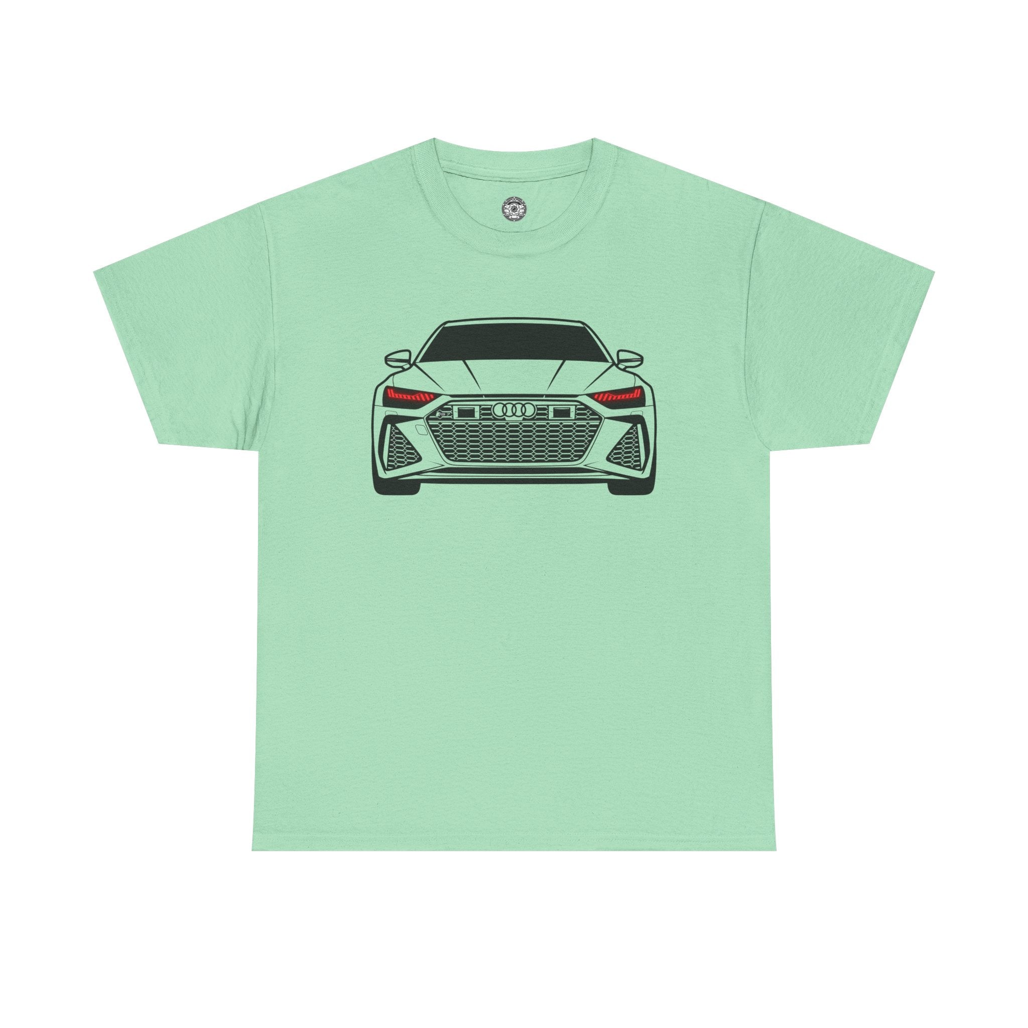 Unisex Heavy Cotton Tee — Illuminated Matrix Headlights (Red)